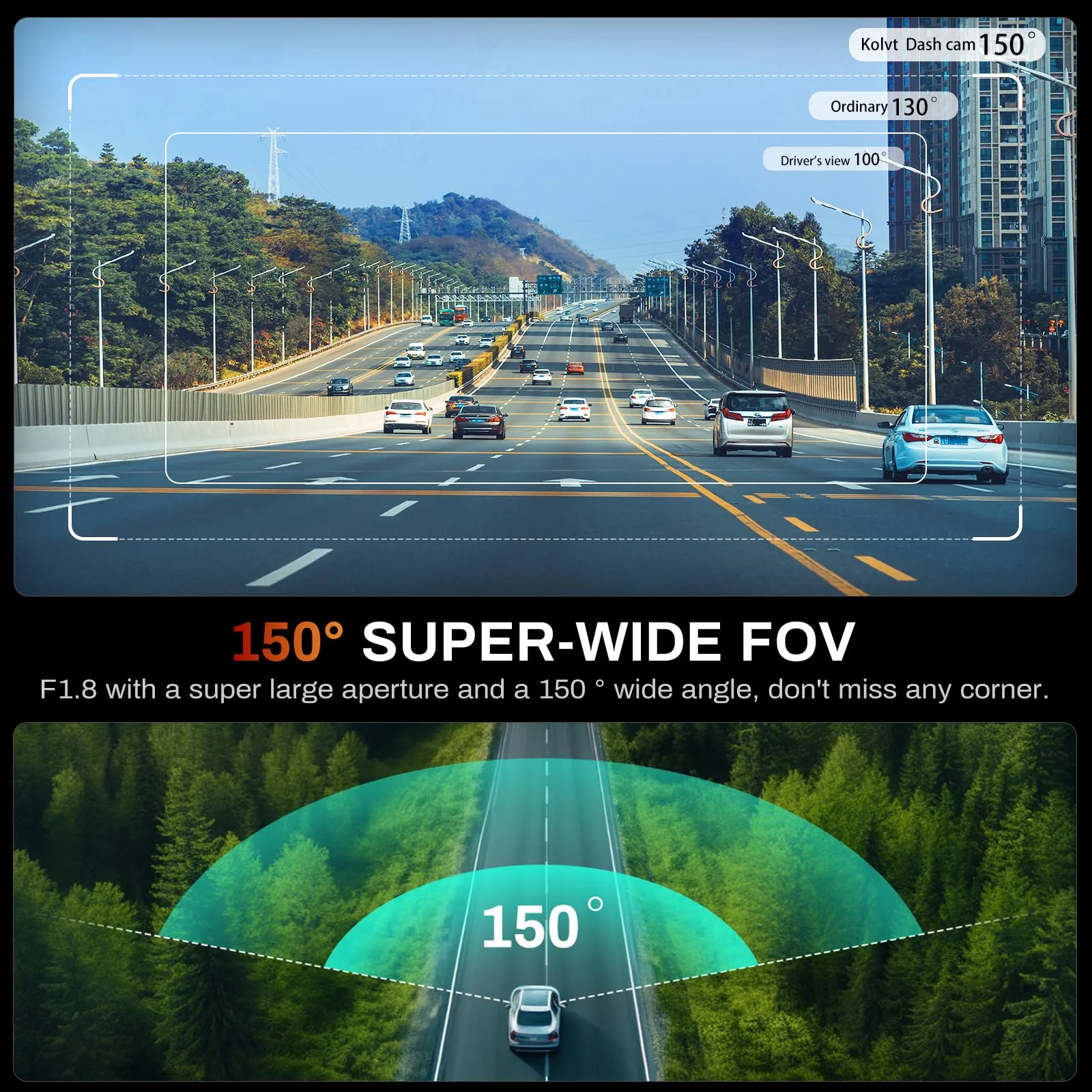 Dash Cam Front, 2.5K 1440P HD Dash Camera for Cars, Smart Mini Dashcam with App, Built-in WiFi, 1.47" IPS Screen, 150°Wide-Angle, Night Vision, WDR, 24Hours Parking Mode, G-Sensor, Free 32G Card L3-2.5K - Image 3