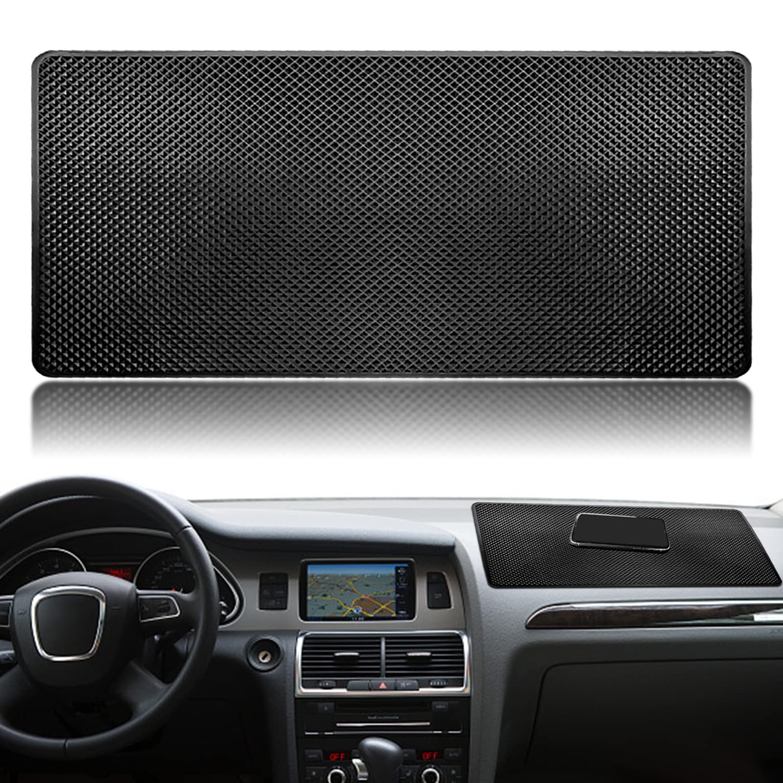 Dashboard mat Rubber Non-Slip mat, 15.7"x7.8" Large Size car Non-Slip mat, car Dashboard Accessories for car Interior Organizer. Grid