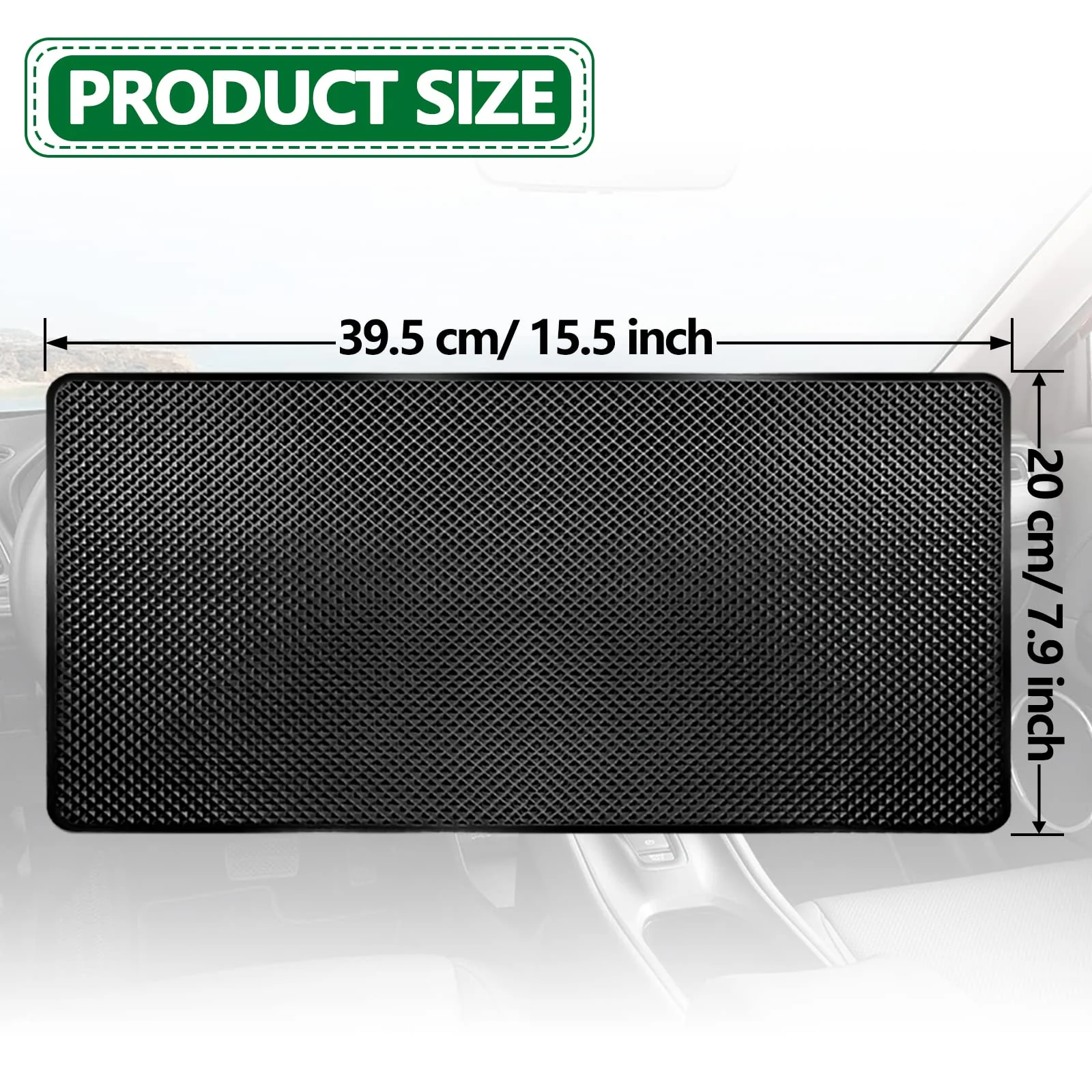 Dashboard mat Rubber Non-Slip mat, 15.7"x7.8" Large Size car Non-Slip mat, car Dashboard Accessories for car Interior Organizer. Grid - Image 7