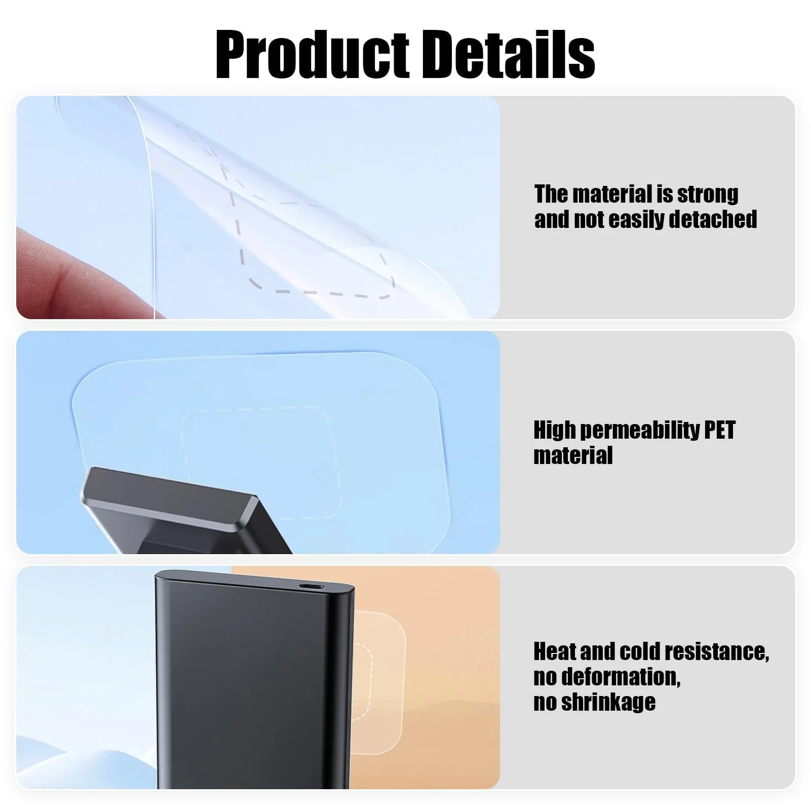 Dashcam Windshield Sticker, Sturdy CAR HUD Screen Sticker Film Easily Prevent Scratching & Falling, Durable and Reusable Windshield Sticker Applicator for Windshield On Dash Cam (8-Pcs) 8-pcs - Image 3