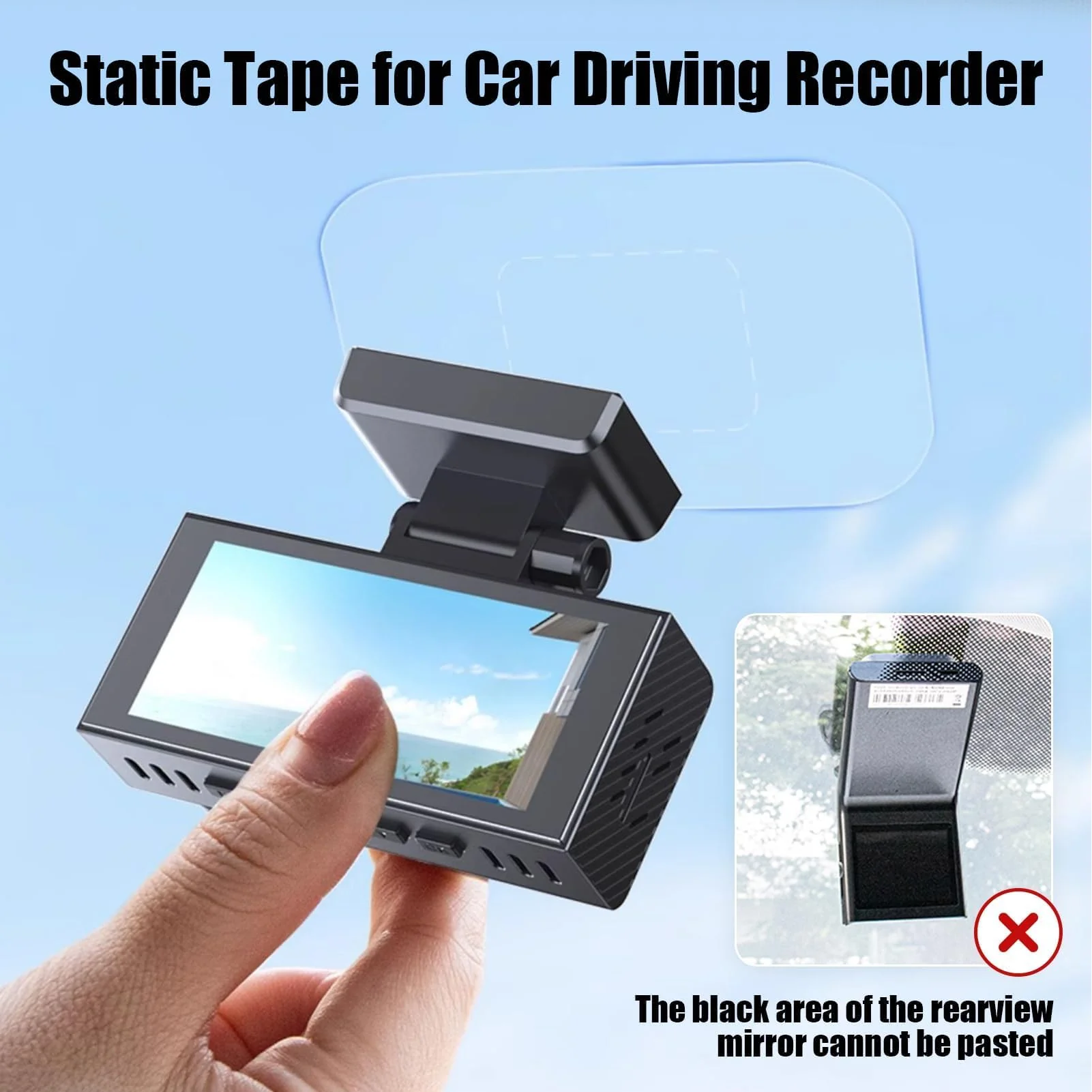 Dashcam Windshield Sticker, Sturdy CAR HUD Screen Sticker Film Easily Prevent Scratching & Falling, Durable and Reusable Windshield Sticker Applicator for Windshield On Dash Cam (8-Pcs) 8-pcs - Image 6