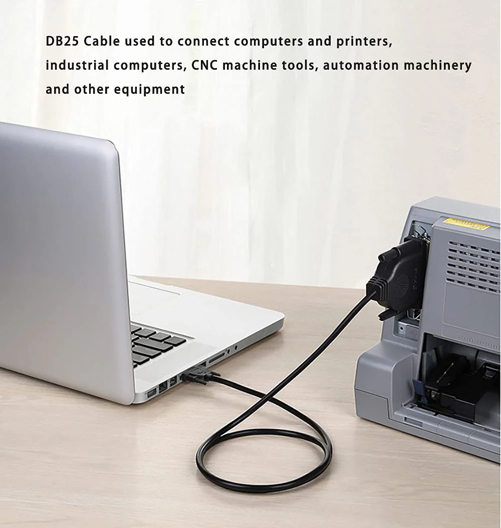 DB25 Male to Female Cable 6FT, DB25 Extension Cable Double-Shielded with Foil &Metal Braid, D-SUB 25 PIN Cable RS232 Serial Cable in Black 6.6 feet 2M - Image 6