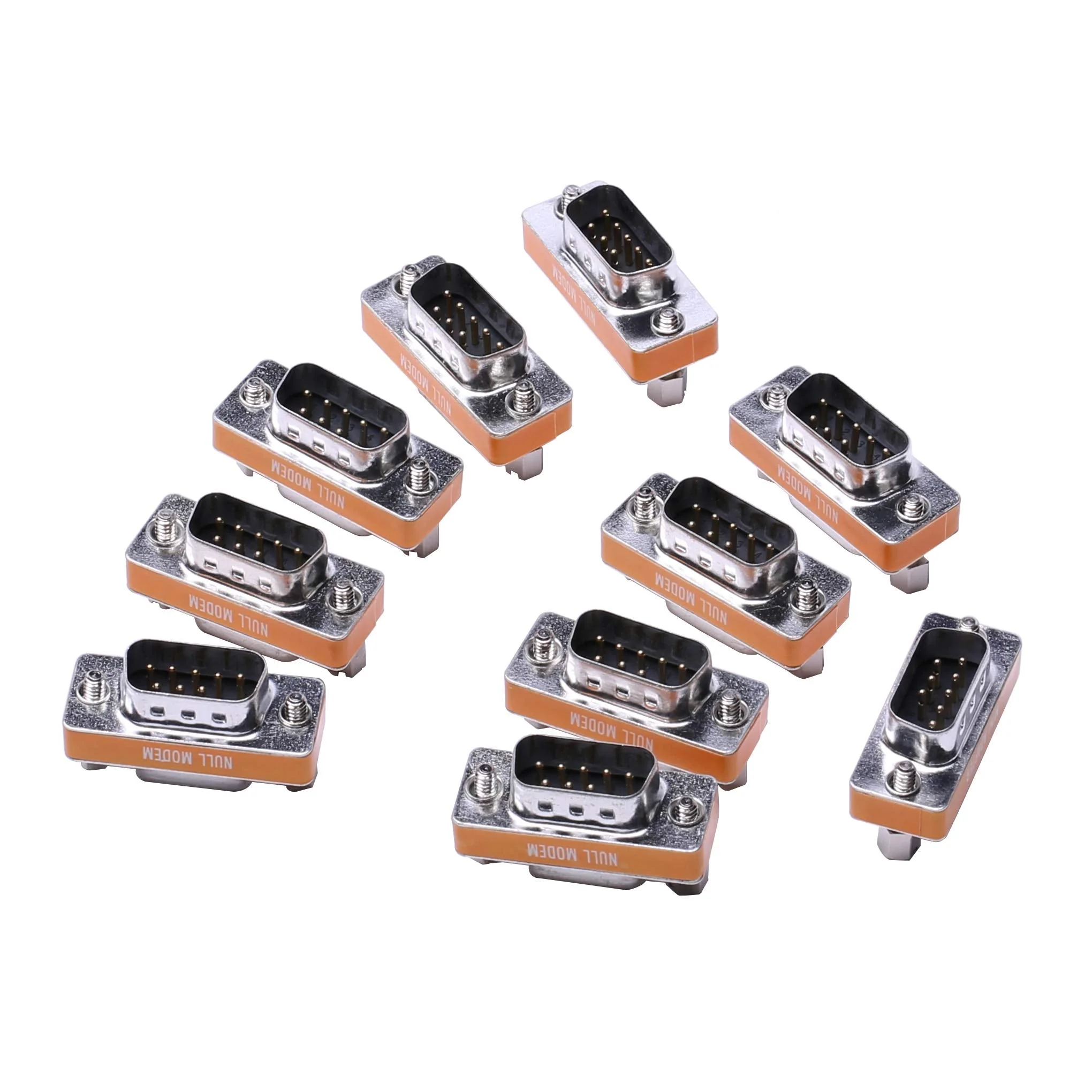 DB9 Null Modem Adapter Male to Female Slimline Data Transfer Serial Port Adapter 10 Pack