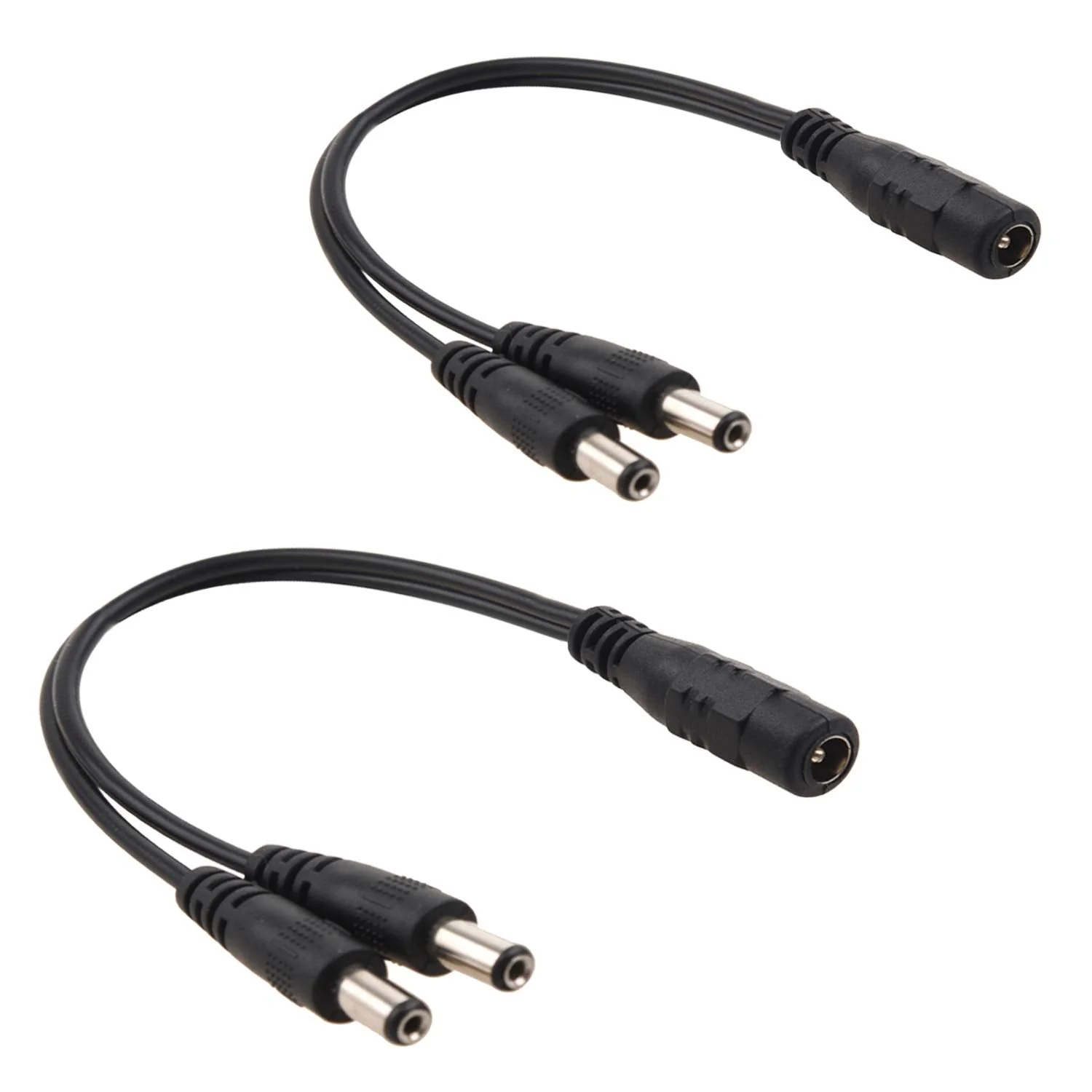 DC 2 Way Power Splitter, 1 Female to 2 Male Power Adapter Y Splitter 5.5 x 2.1mm Cable 12V 1 to 2 Plug for CCTV/DVR NVR Security Camera/LED Strip Light - 2Pack