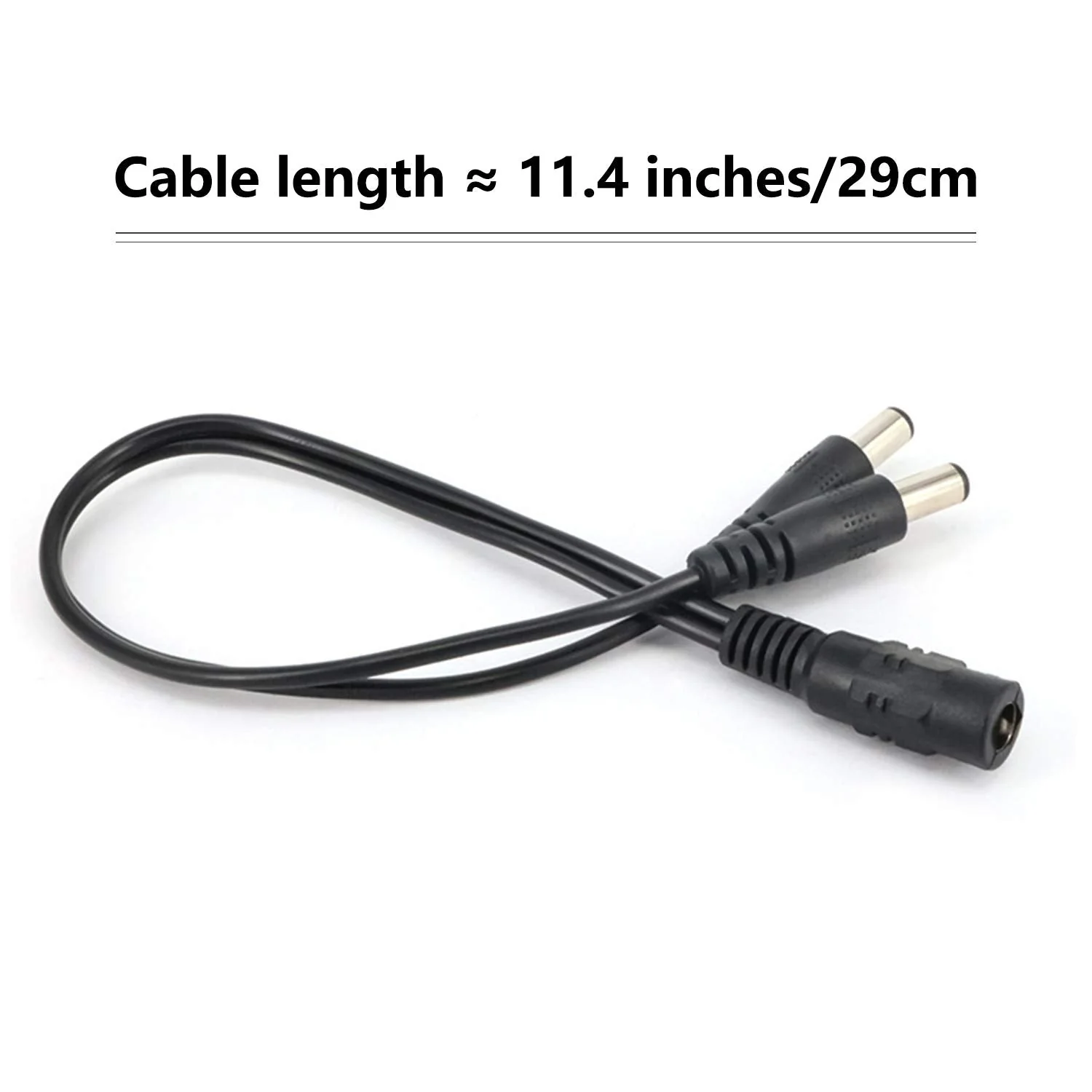 DC 2 Way Power Splitter, 1 Female to 2 Male Power Adapter Y Splitter 5.5 x 2.1mm Cable 12V 1 to 2 Plug for CCTV/DVR NVR Security Camera/LED Strip Light - 2Pack - Image 2