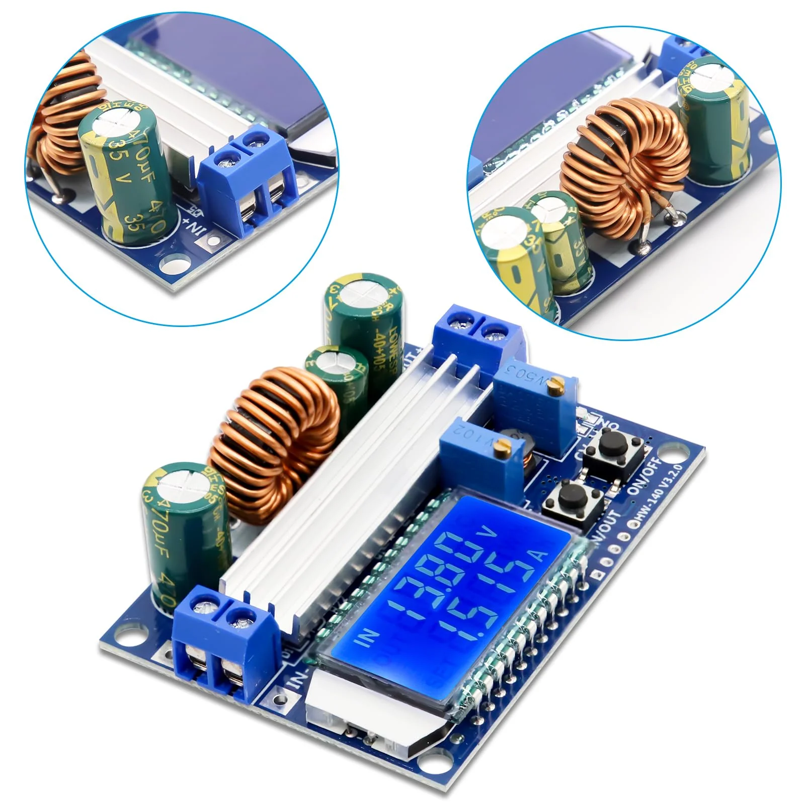 DC-DC Voltage Regulator Binghe 2 Pieces Step Down Converter Buck Boost Converter Buck Converter with LCD Digital Display 5.5-30V to DC 0.5-30V Voltage Regulator Compatible with Arduino - Image 2