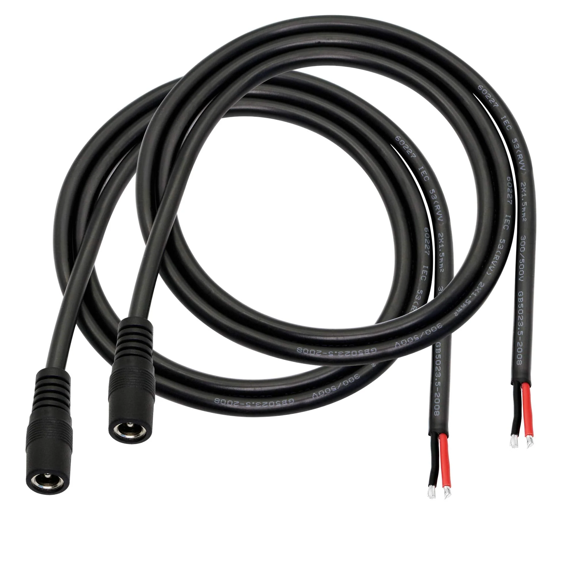 DC Power Pigtails Cable,3FT DC 5.5MM x 2.1MM Female Plug to Bare Wire Open End Power Wire Supply Repair Cable,16 AWG Barrel Connector Pigtail for CCTV Security Camera,DVR,LED Strip Light Etc-2 Pcs(F)