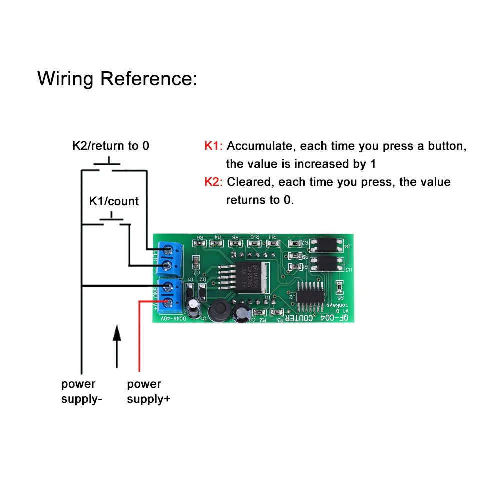 DC4-40V 4 Digit Digital Display Meter Module Electric Counter Meter Range 0-9999 with Memory Function - Image 4