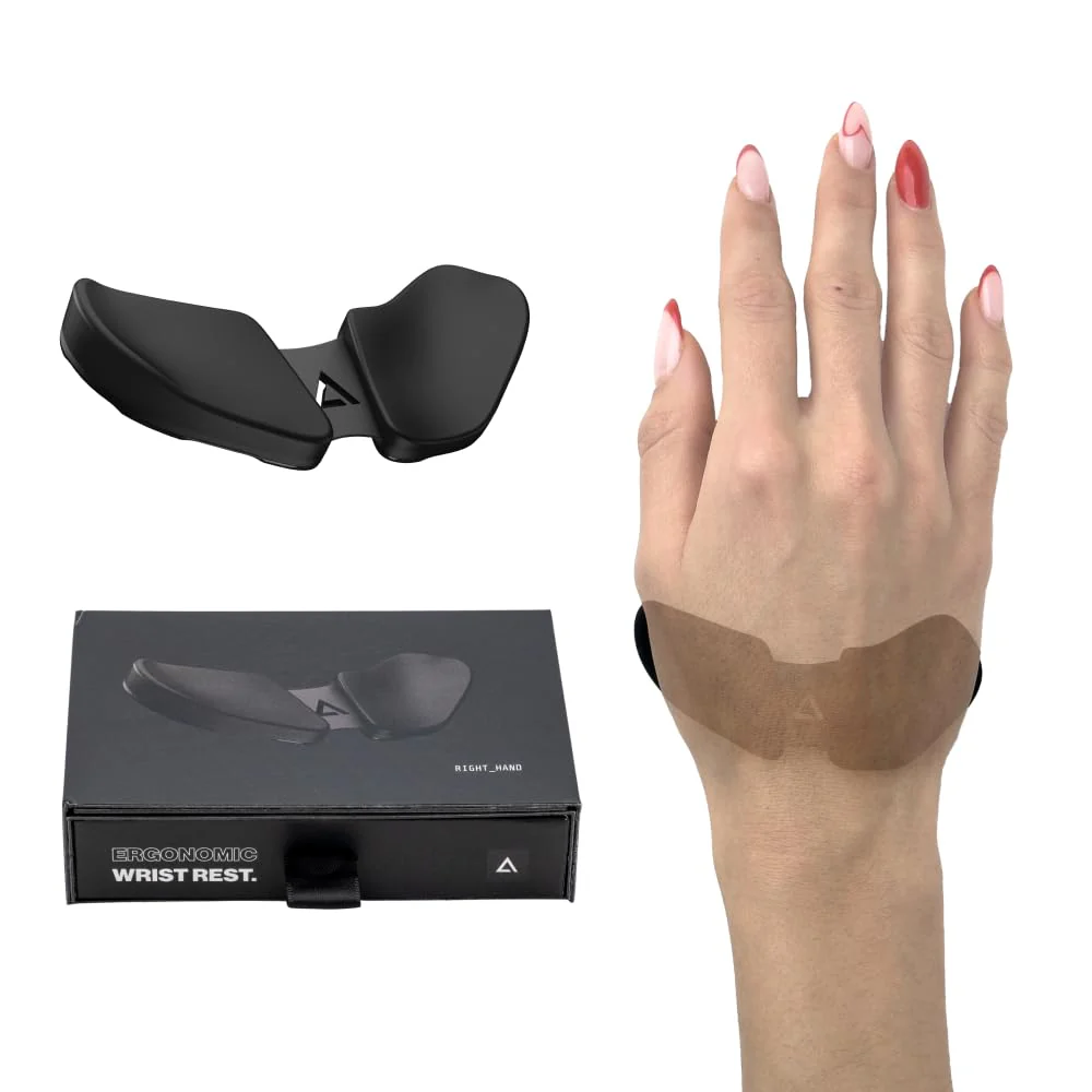 DELTAHUB Carpio 2.0 - Right-Handed Truly Ergonomic Wrist Rest for Mouse, Carpal Tunnel Support, Pain Relief, Anti-Fatigue, Easy Glide, Sleek, Office, Computer, Laptop, Gaming - Large, Black Right - Black