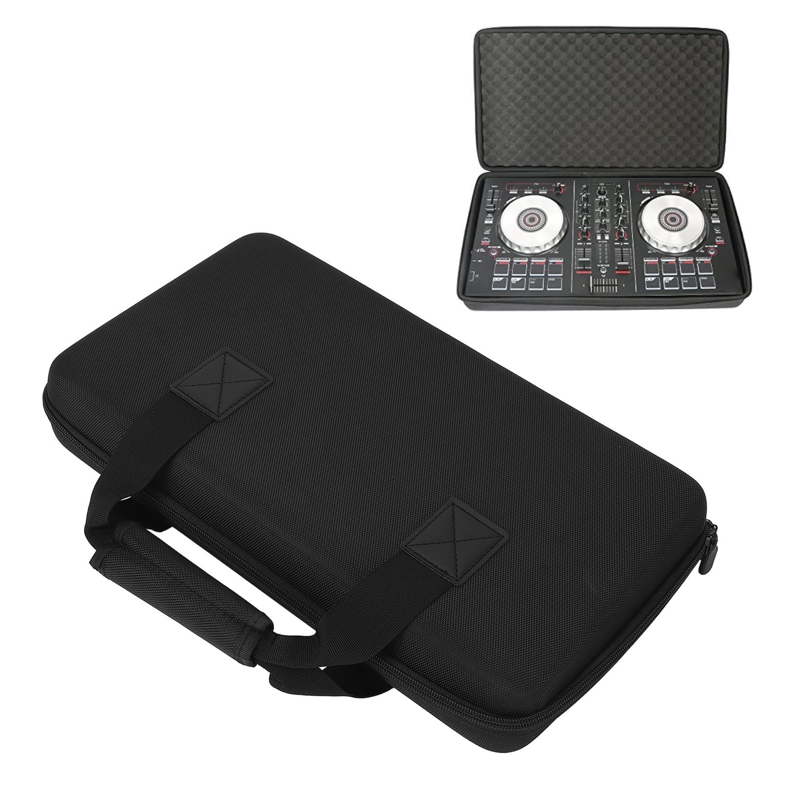 Denash 50x30x8cm DJ Controller Hard Case,Lightweight Molded Hard Travel Case for 2 Channel DJ,Protective Carrying Storage Bag for DDJ FLX4 400 SB2 SB3 RB 2 Channel