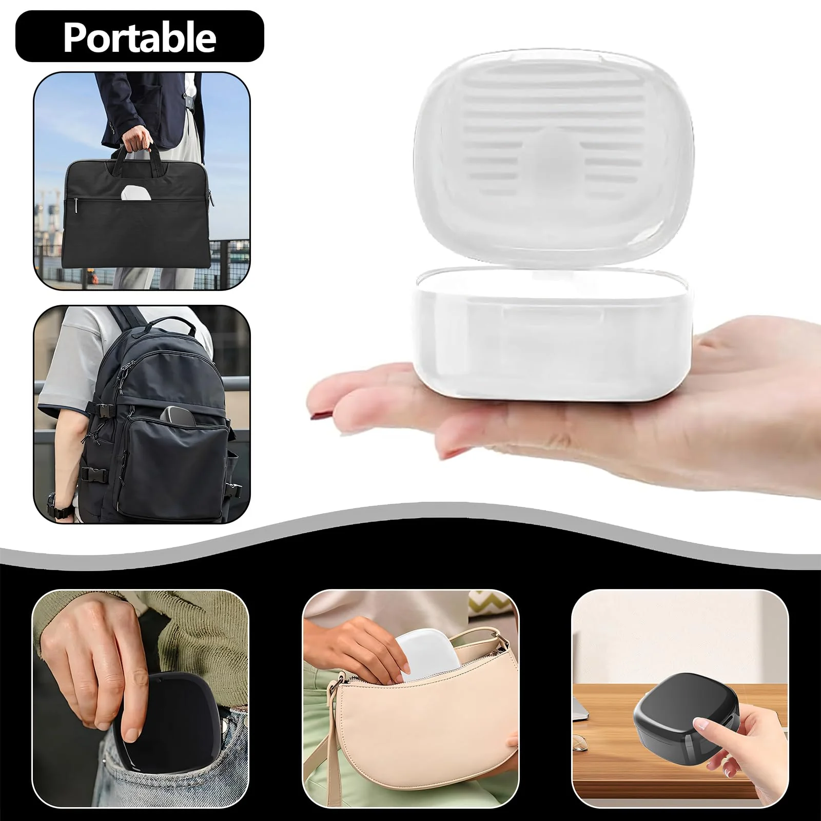 Denture Box, Pack of 2 Braces Box with Sieve, Portable Denture Box, Invisible Braces, Storage Box, Double Layer Hollow Drain - Image 6