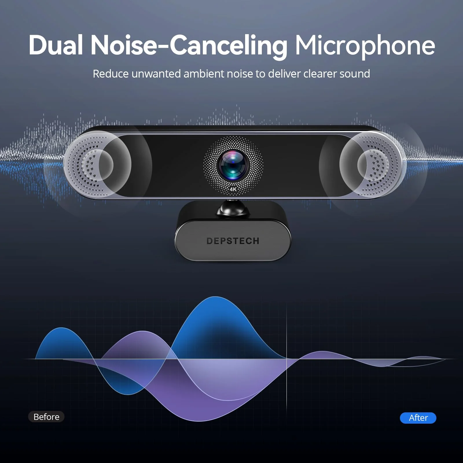 DEPSTECH 4K Webcam, Ultra HD 1/2.55'' Sony Sensor, 3X Digital Zoom, Dual Noise-Canceling Microphones, Remote Control, Auto Focus, Streaming Webcam for PC, Mac, Laptop, Video Call, Zoom, Skype, Teams - Image 4