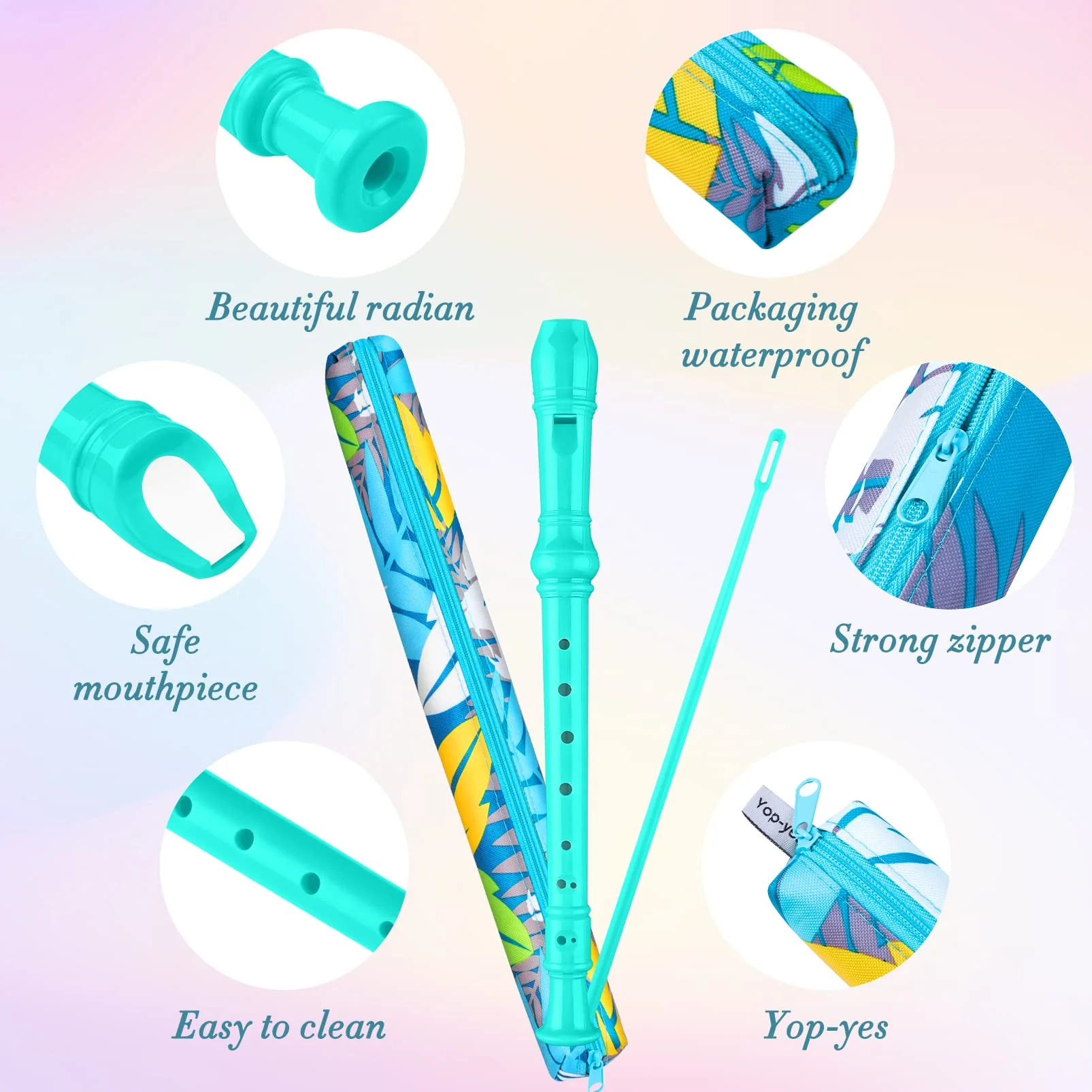 Descant Soprano Recorder Music Recorder Instrument For Kids Flute Kids Recorder With Cleaning Rod + Case Bag… Green - Image 3