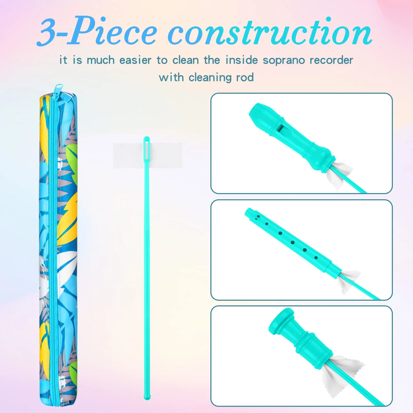 Descant Soprano Recorder Music Recorder Instrument For Kids Flute Kids Recorder With Cleaning Rod + Case Bag… Green - Image 4