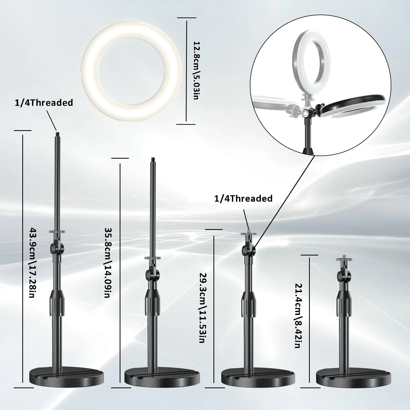 Desk Ring Light with Telescopic Stand, Travel Desktop Hola Light for Phone Selfie Laptop Zoom Video Calls Makeup Tiktok Reels Live Streaming - Image 2