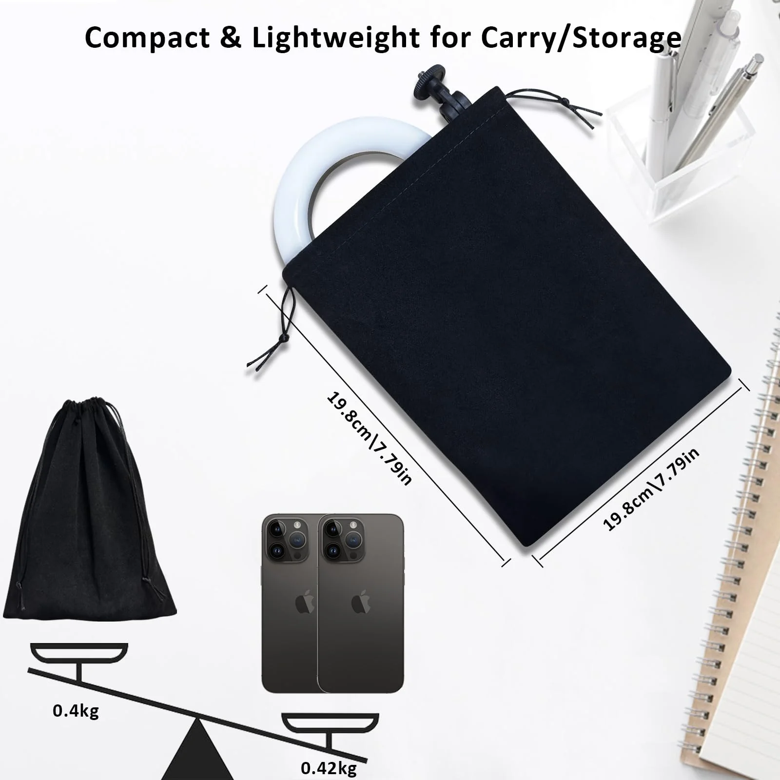Desk Ring Light with Telescopic Stand, Travel Desktop Hola Light for Phone Selfie Laptop Zoom Video Calls Makeup Tiktok Reels Live Streaming - Image 6