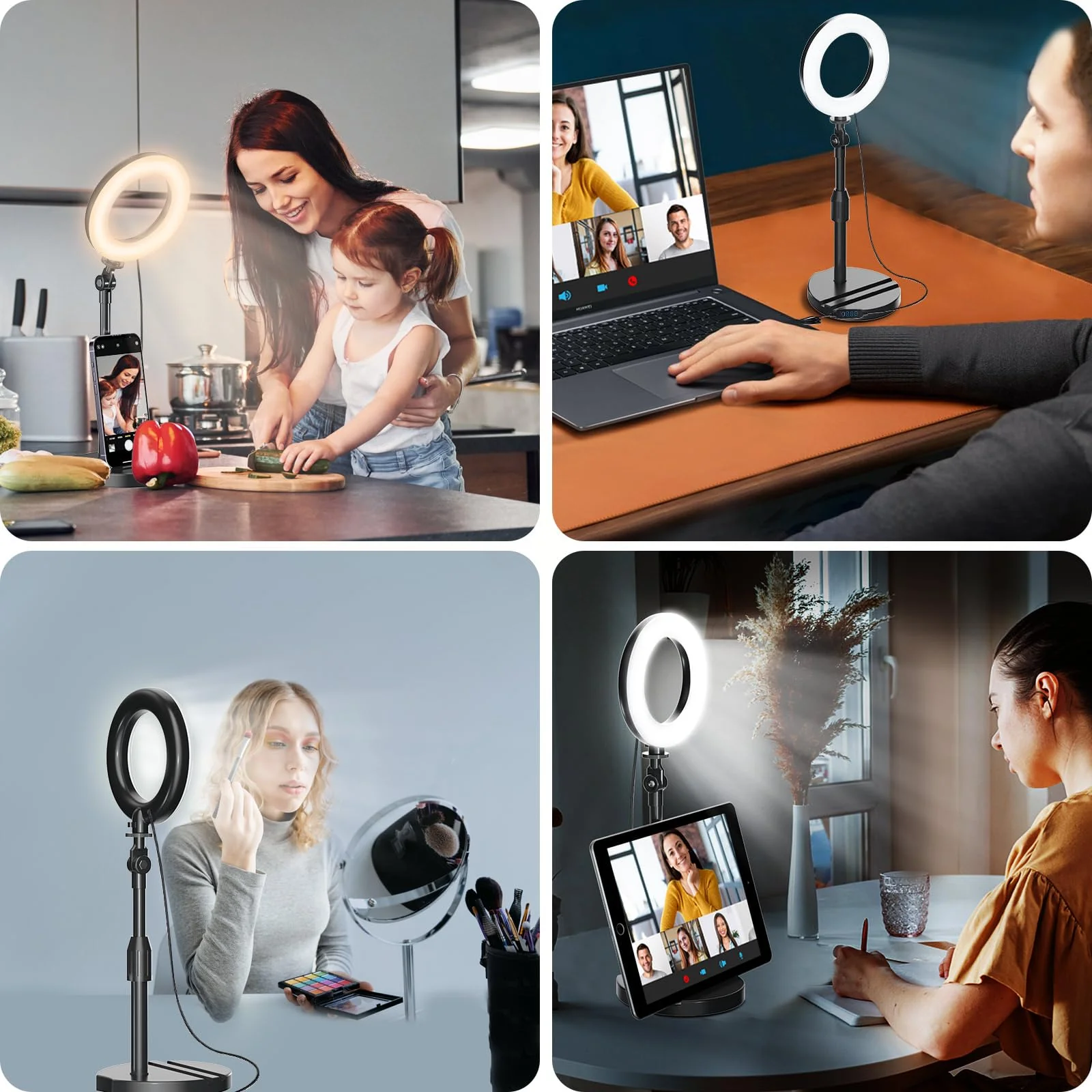 Desk Ring Light with Telescopic Stand, Travel Desktop Hola Light for Phone Selfie Laptop Zoom Video Calls Makeup Tiktok Reels Live Streaming - Image 7