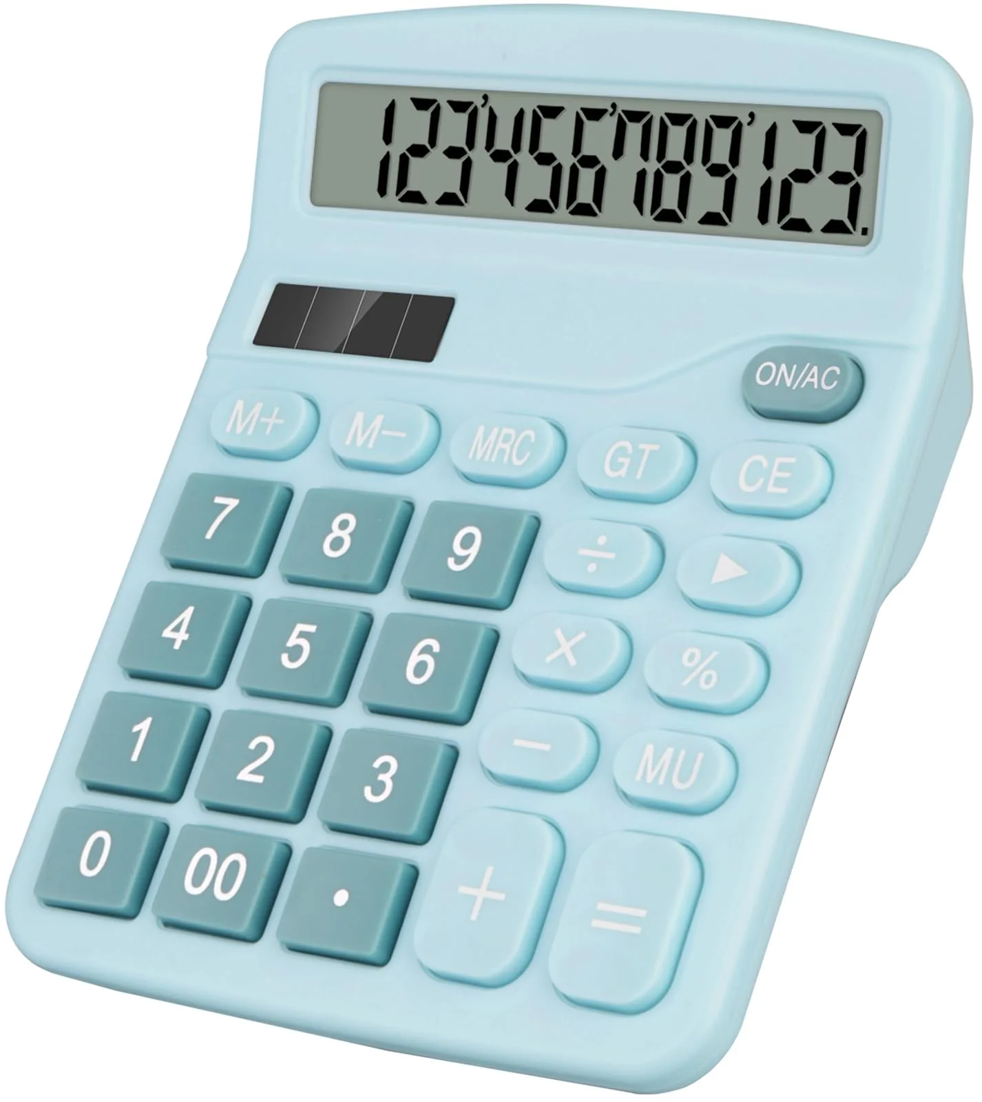 Desktop Calculator, Light Blue Calculator Big Buttons, 12-Digits Large LCD Display, Solar and AA Battery Dual Power, Desk Calculator for Office Home School Business Class (Light Blue) Light Blue1
