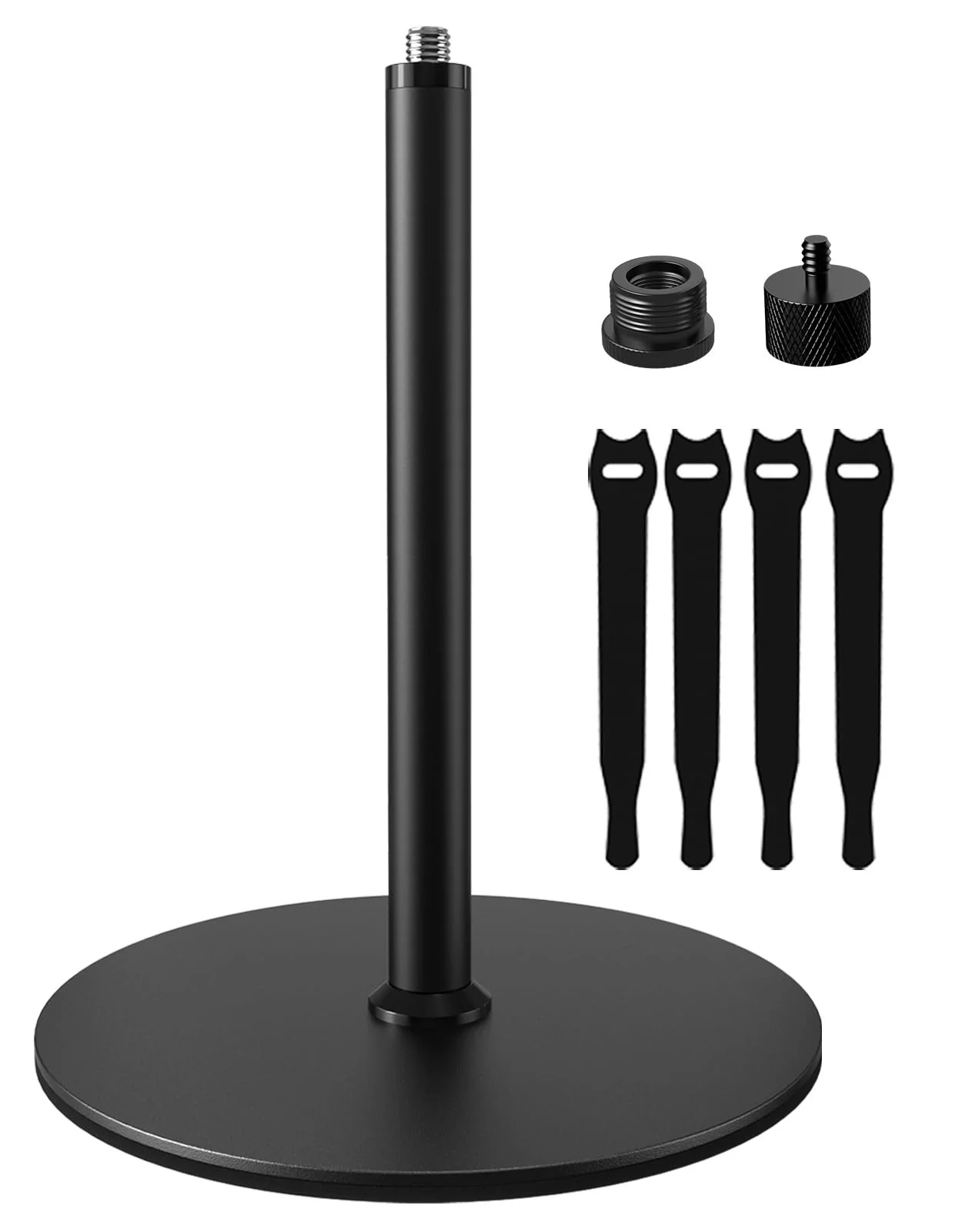 Desktop Microphone Stand, Weighted Base & Wide Compatibility, 3/8" Table Mic Stand with 5/8" and 1/4" Screw Adapters & Cable Ties, Ideal for Multi Microphone Holder, Podium, Podcasts, Meeting