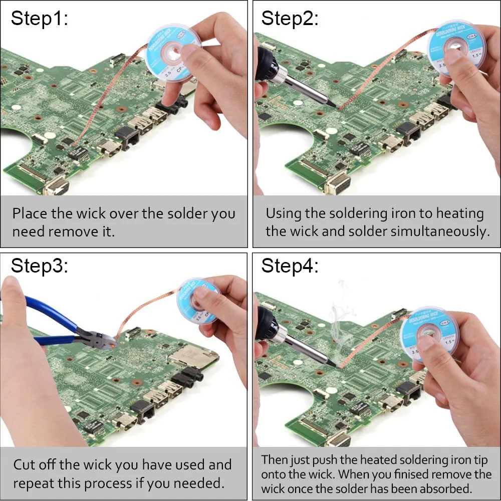 Desoldering Wire, 1.5 m Desoldering Wire, 2.5 mm No-Clean Soldering Braid, Wicks Strands for Desoldering, Desoldering Wick for Removing Solder for Disassembling Electrical Components - Image 5