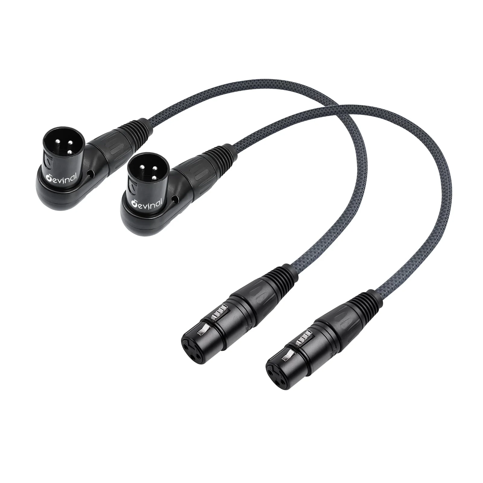 Devinal Right Angle XLR Cable, Adjustable-Angle Male to Straight Female Microphone Cable Cord, 90 Degree XLR Adapter for Sound Devices Mixer Recorder, 1 FT, 2 Pack Angle Male 1FT
