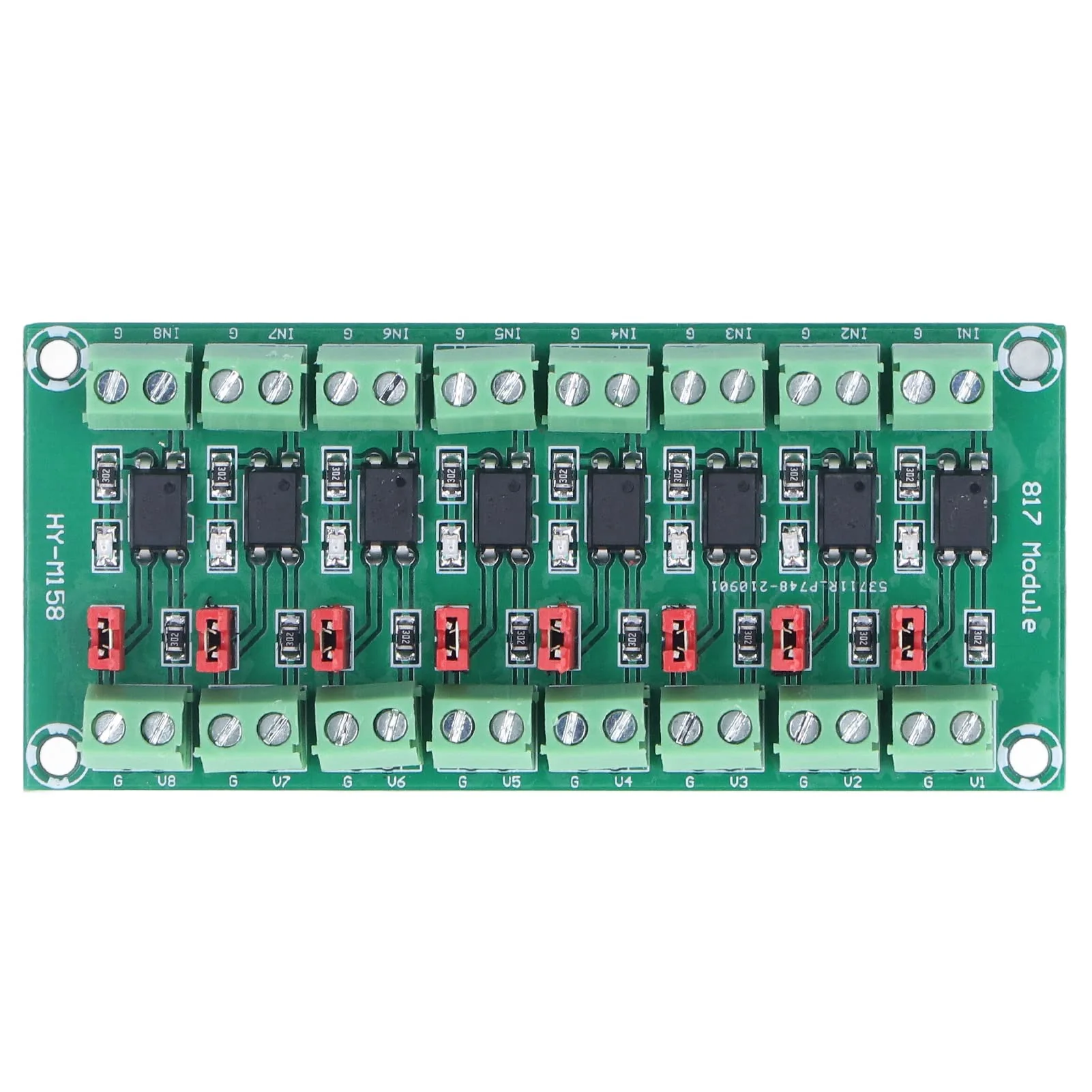 DEWIN Optocoupler Insulation Module, Optocoupler Insulation Board Module 3.6 V-30 V Optocoupler Insulation Board 8 Channel of 817 Driver Photoelectric Insulated Module