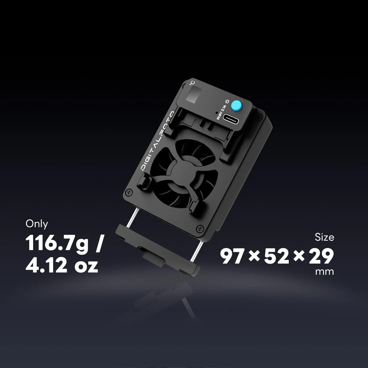 DFCINE Iceman-E6 Camera Fan for Canon R5/R6/90D/SX70, TEC Semiconductor Camera Cooling Fan with LED Display, Dual Power Supply via LP-E6 or USB-C, Quiet Operation, Smart Lock Bracket ICEMAN-E6 EU - Image 7