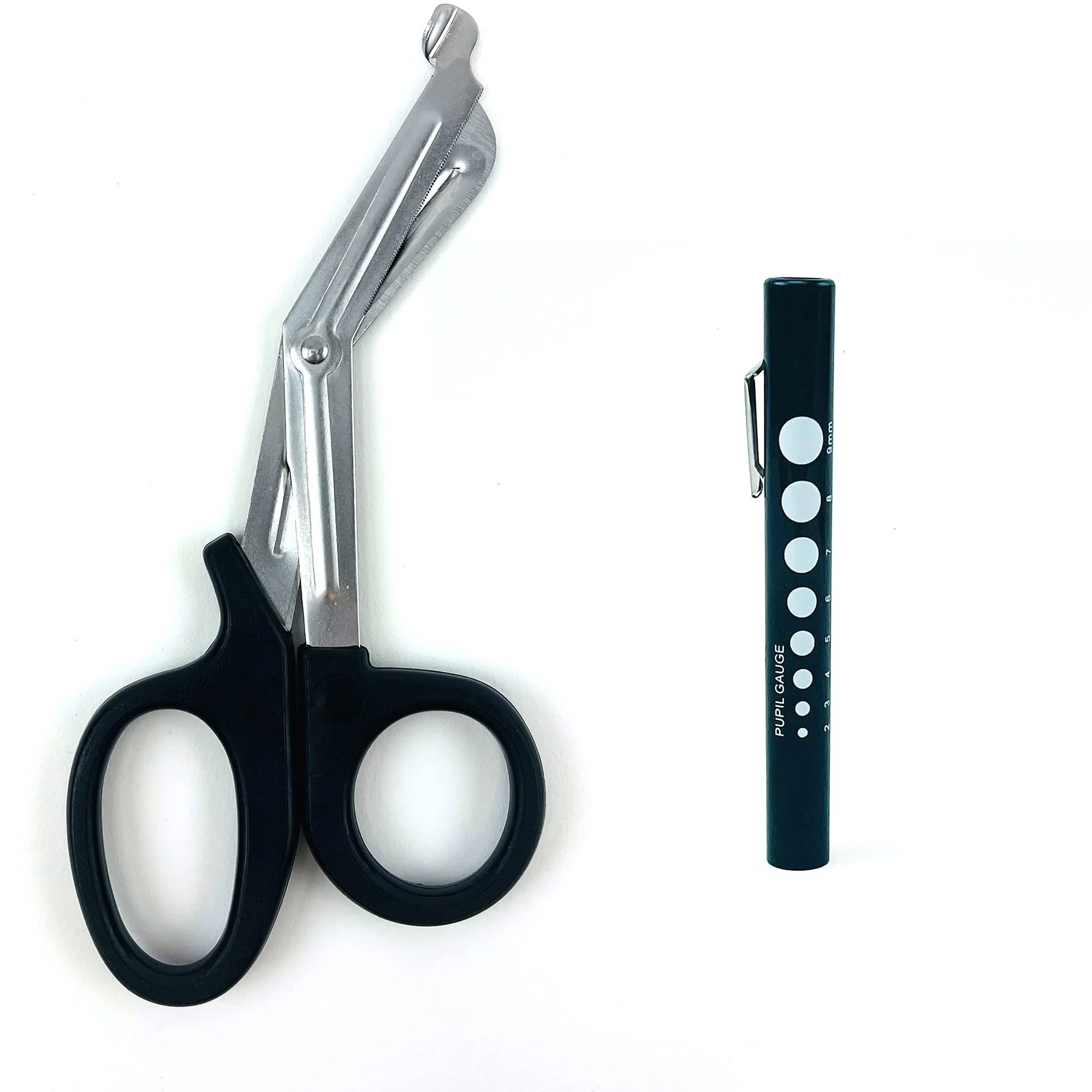 Diagnostics Kit - Percussion Taylor Reflex Hammer + C 128 & C 512 Tuning Forks + Bandage Scissors + Pupil Gauge Pen Light + Buck Hammer + Pin Wheel in Carrying Case - 8 Pieces Set - Full Black Full Black 8 Pcs - Image 4