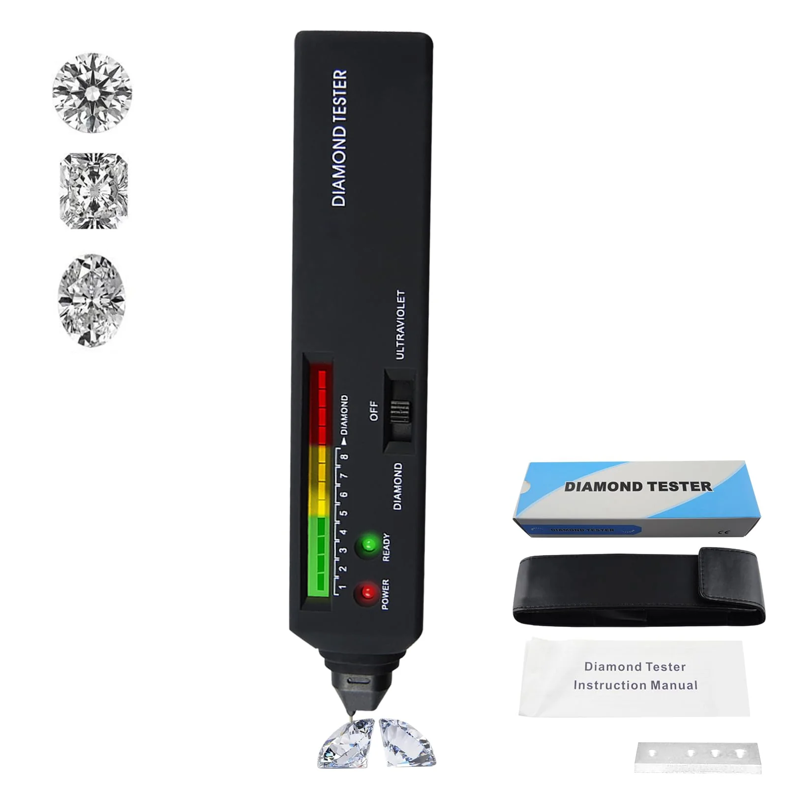 Diamond Tester Pen, Diamond Tester with Ultraviolet (UV) Light, High Accuracy, Jewellery, Diamond Tester, Professional Diamond Tester Pen for Jewellery with High Accuracy Gemstone Identifier