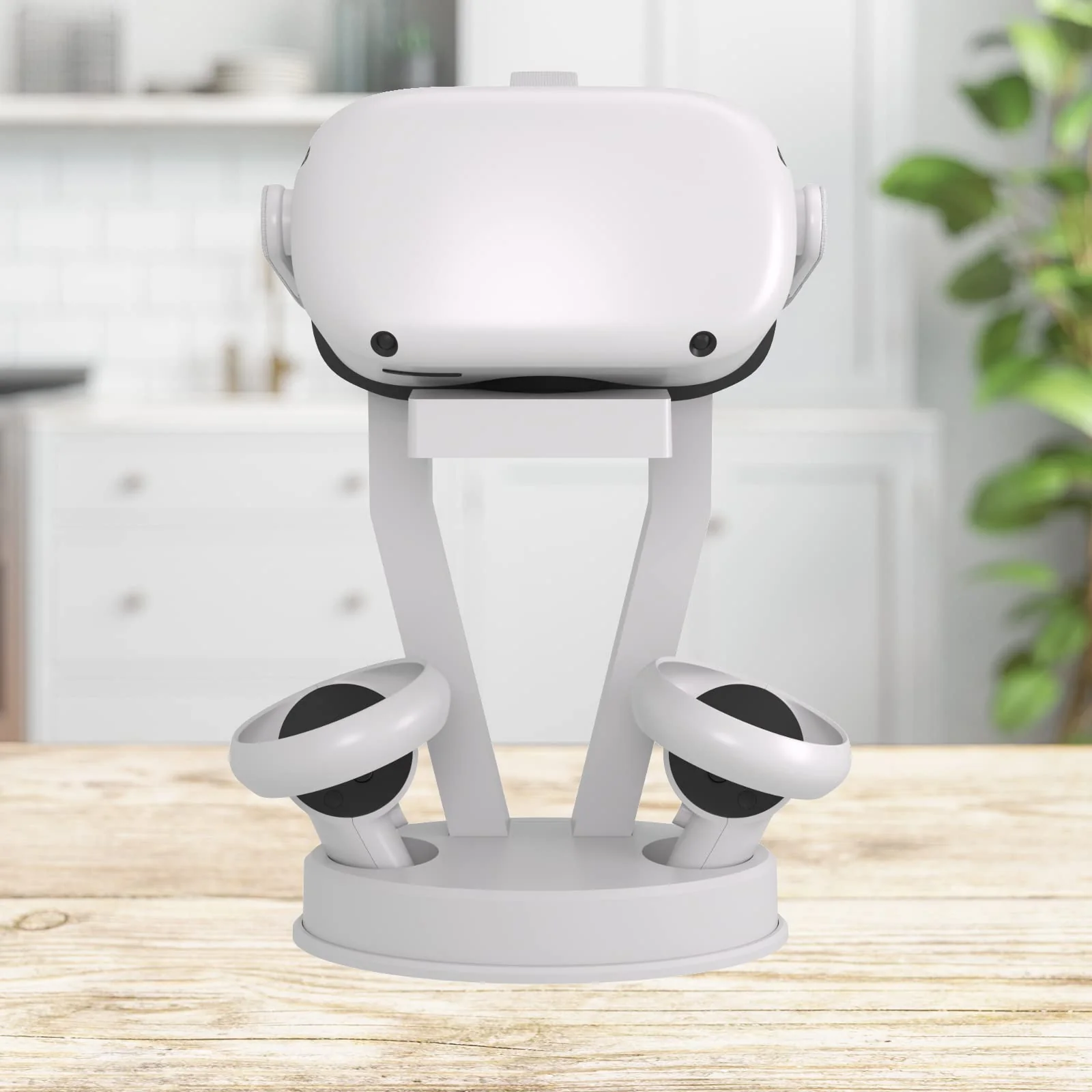 DigiCharge VR Headset Stand for Oculus Meta Quest 3S / Quest 3 / Quest 2 / Quest/PS VR Display Mount Station for Headset and Touch Controllers, VR Storage Holder Stand with Base for Controllers White - Image 6