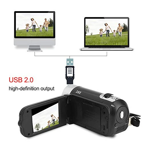 Digital Camcorder, DH-90 16X Digital Zoom 2.7 Inch Colourful Display Screen, High Definition Camera Image Video Shooting Camcorder US Plug 110-240V - Image 5