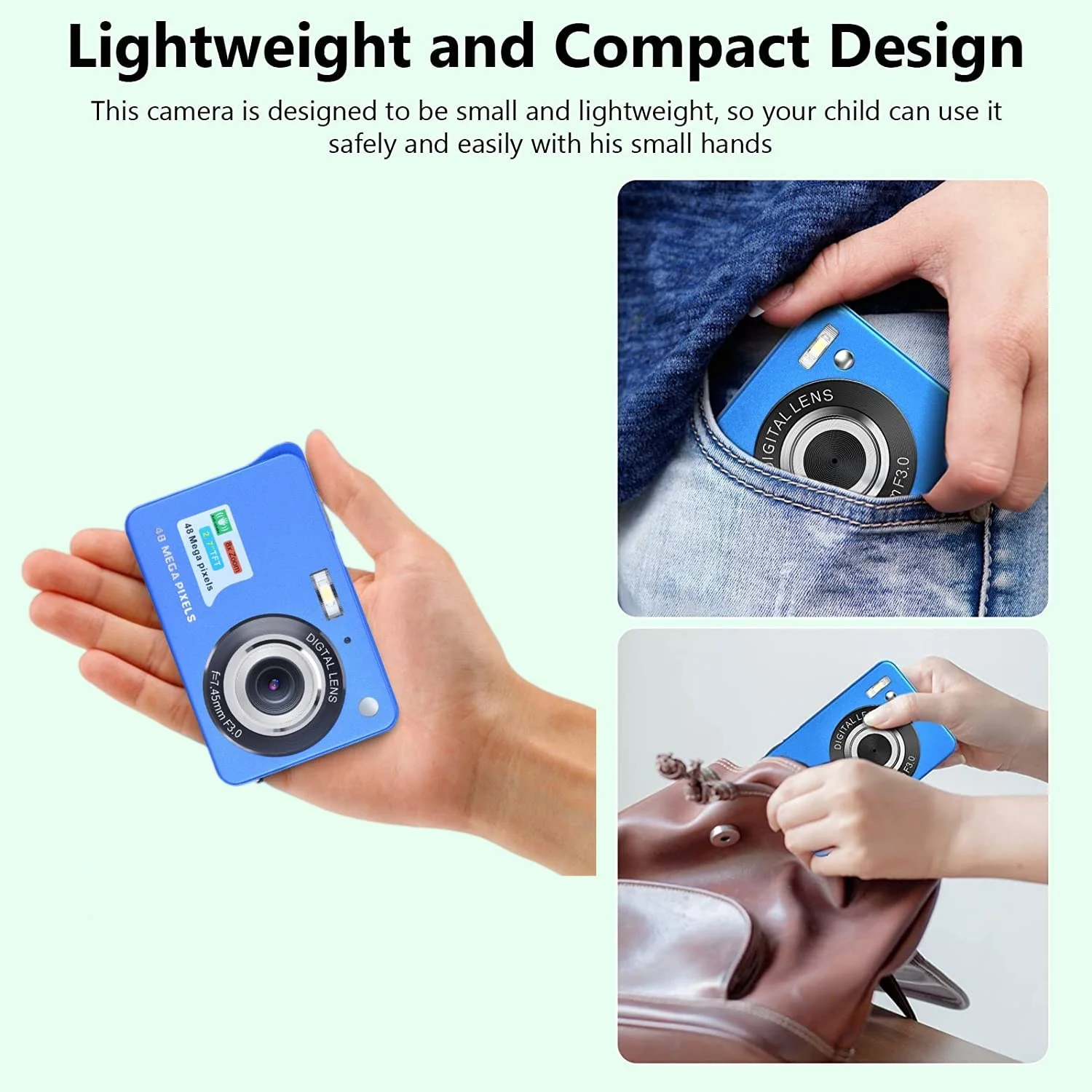 Digital Camera 4k 48MP, Cameras for Photography, Vlogging Camera with 2.7" TFT Screen, 8X Zoom Compact Portable Mini Rechargeable Camera Gifts for Students Teens Adults Girls Boys - Image 4