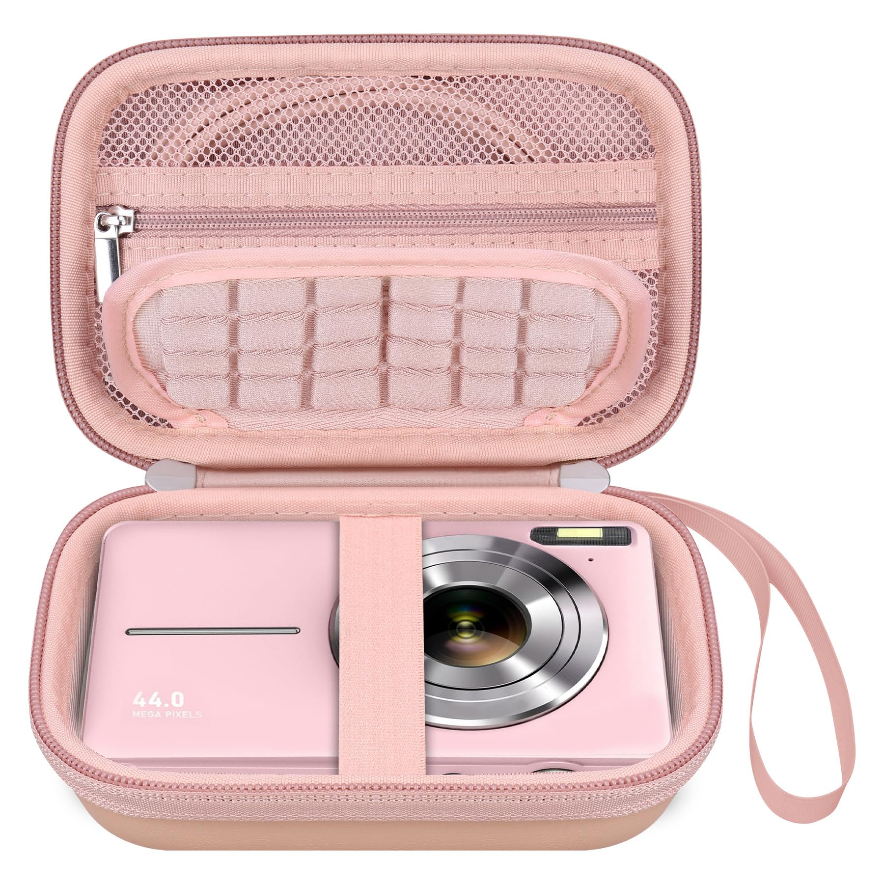 Digital Camera Carrying Case for CAMKORY/for toberto/for AiTechny/for VAHOIALD/for IWEUKJLO FHD 1080P Camera, Boys Girls Kids Compact Small Camera Travel Storage Cover Protective Bag,Rose Gold Rose Gold+Inside Rose Gold