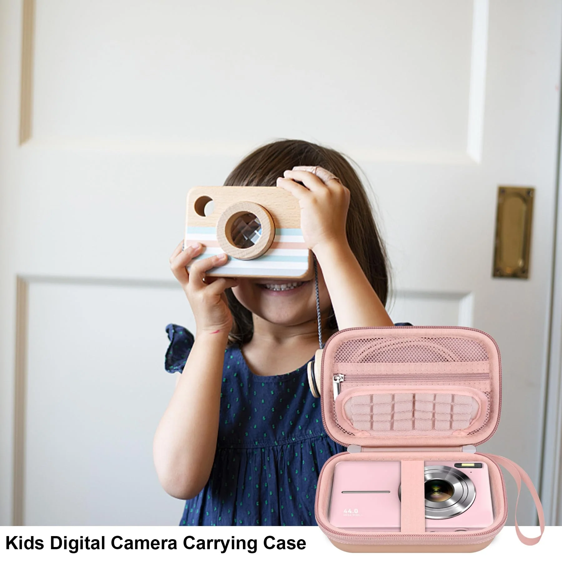 Digital Camera Carrying Case for CAMKORY/for toberto/for AiTechny/for VAHOIALD/for IWEUKJLO FHD 1080P Camera, Boys Girls Kids Compact Small Camera Travel Storage Cover Protective Bag,Rose Gold Rose Gold+Inside Rose Gold - Image 7