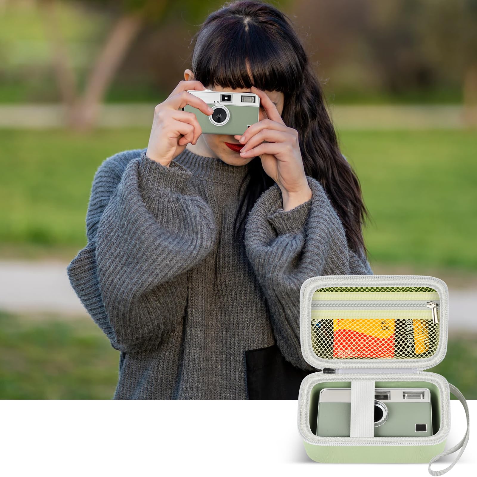 Digital Camera Case Compatible with KODAK EKTAR H35 H35N Half Frame Film Camera, Storage Holder Organizer for Kodak Ultra F9 M35 M38 Paper Shoot Camera, 35mm Film Rolls (Box Only) - Green - Image 6