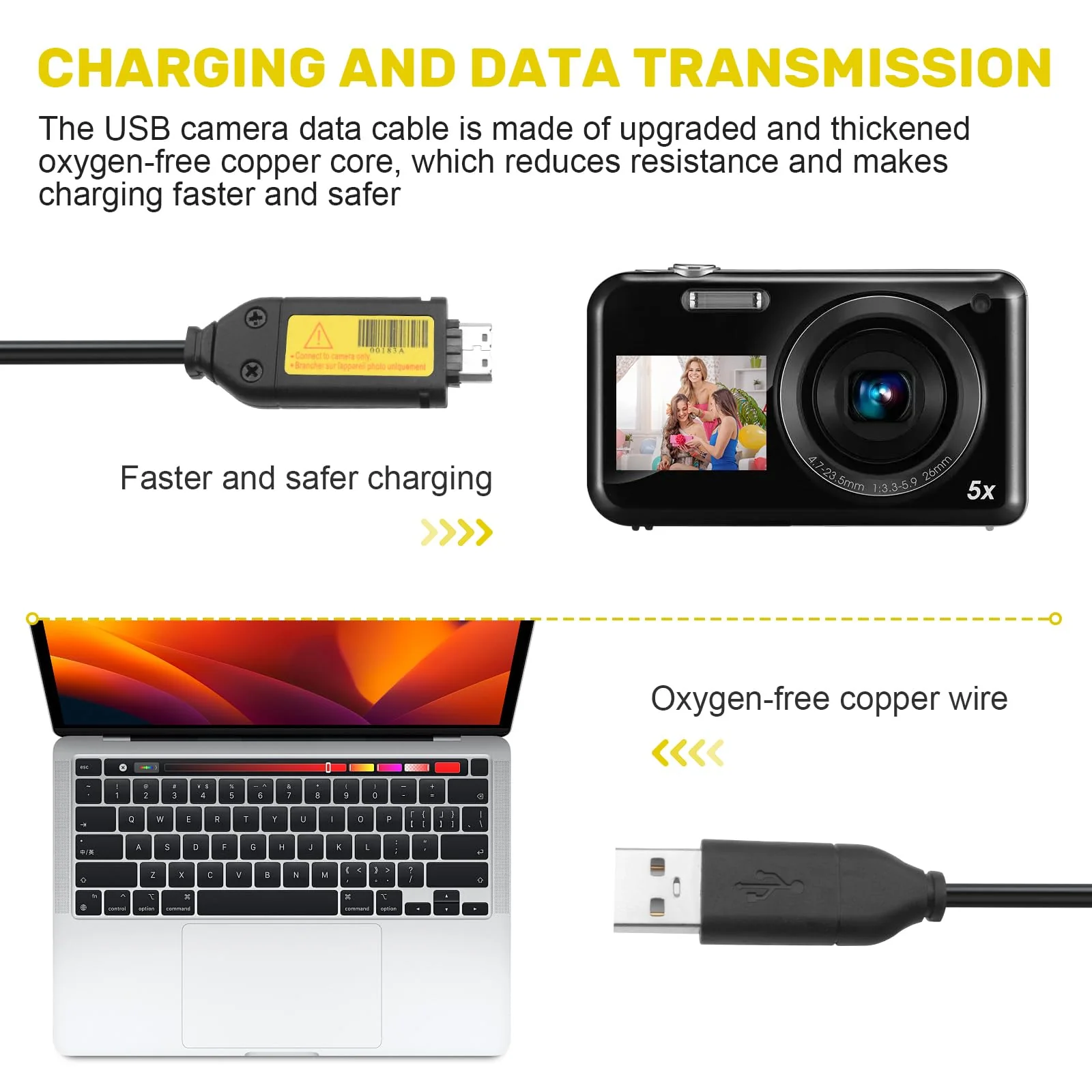Digital Camera Charger Compatible with Samsung Digital Camera PL120, PL100, PL101, PL121, PL150, PL170, PL20, PL210, PL50, SL102, SH100, Replacement for SUC-3 SUC-5 SUC-7 Data & Charge Cable - Image 3