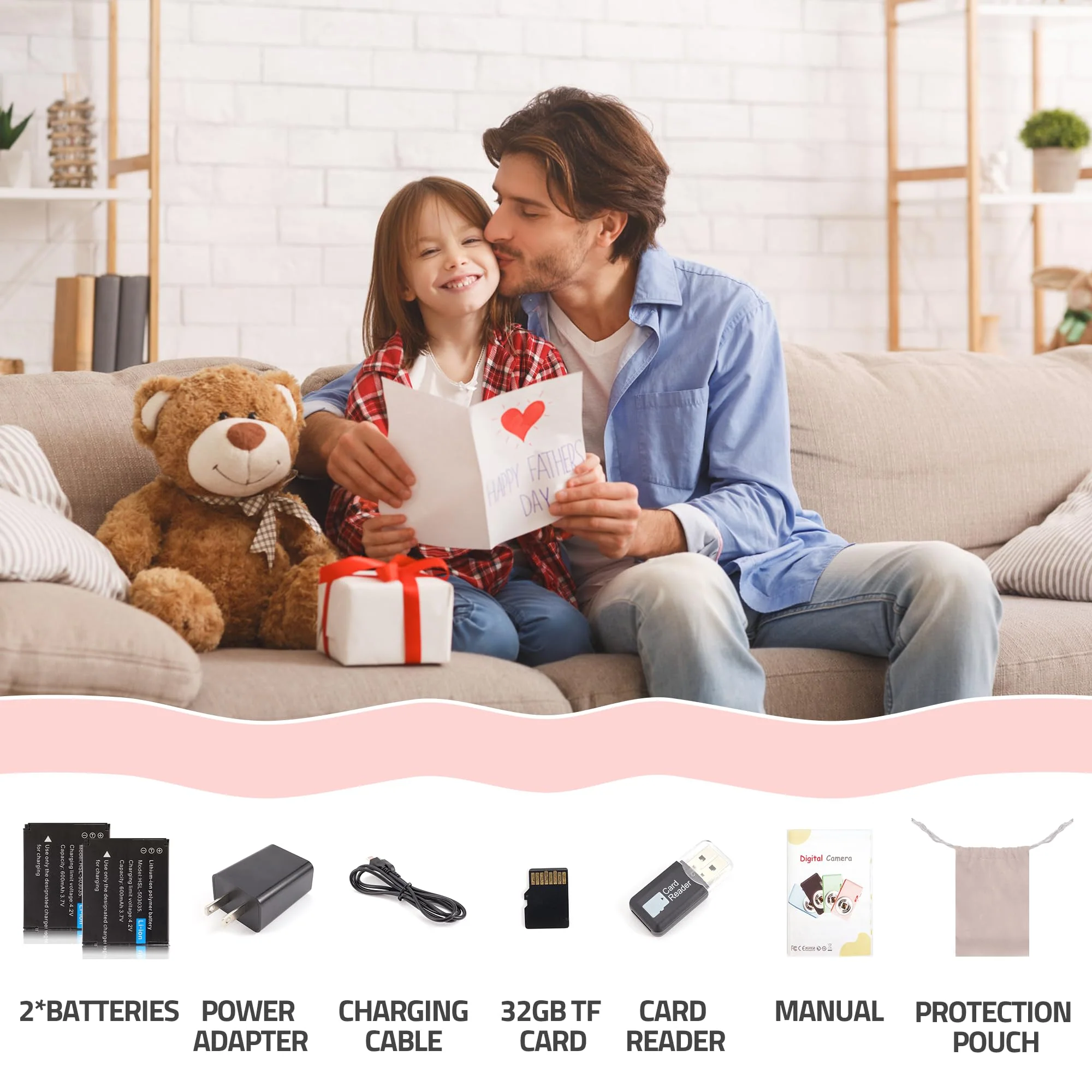 Digital Camera, FHD 1080P Compact Camera with 32GB Card,48MP Camera 2.4'' LCD 16X Digital Zoom for Kid Student Children Teen Girl Boy(Black) Black - Image 7