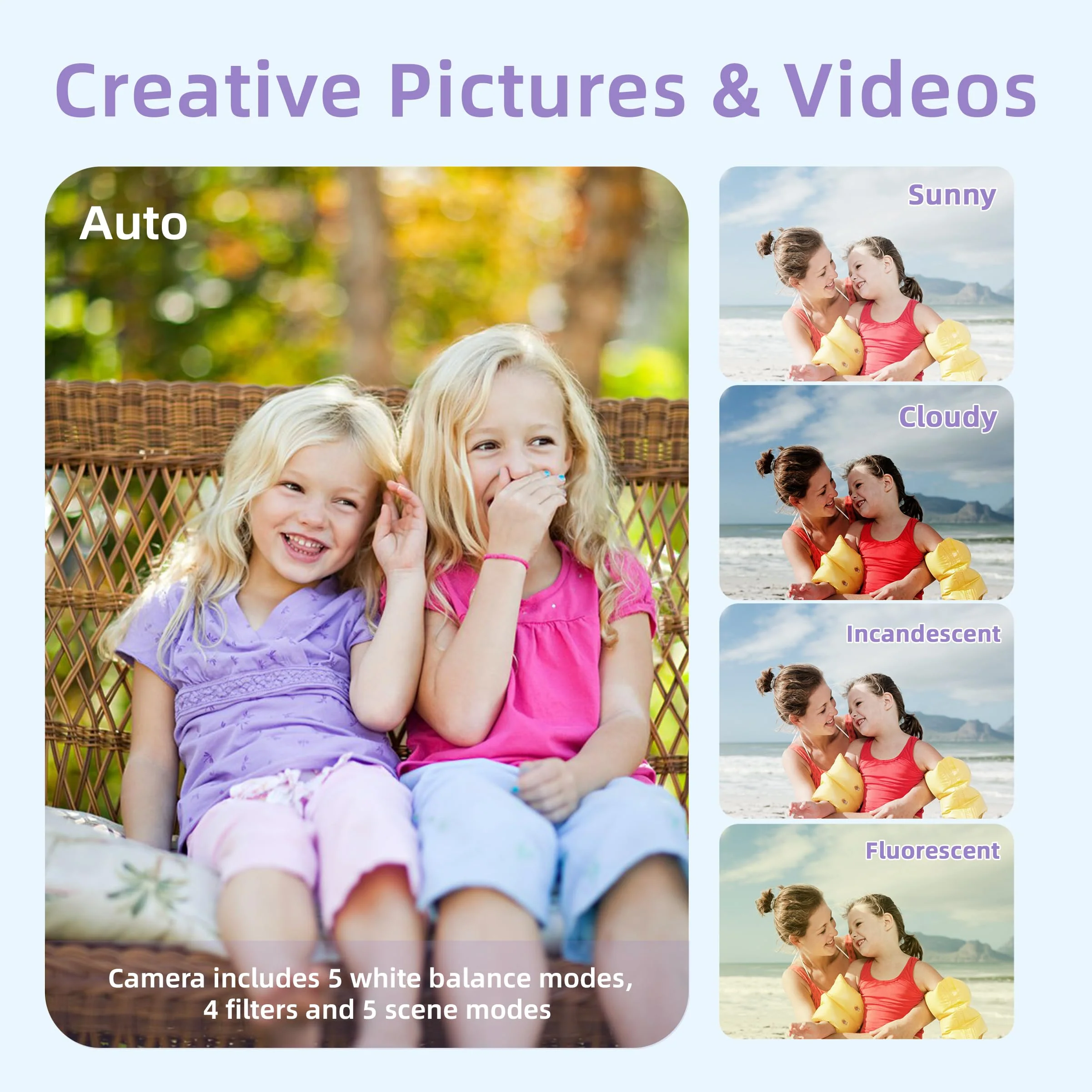 Digital Camera for Teens, FHD 4K 44MP Digital Camera Purple with 64GB SD Card 16X Digital Zoom, Cameras for Photography Compact Point and Shoot Camera for Teen Boys Girls Kids Camera Digital - Image 8