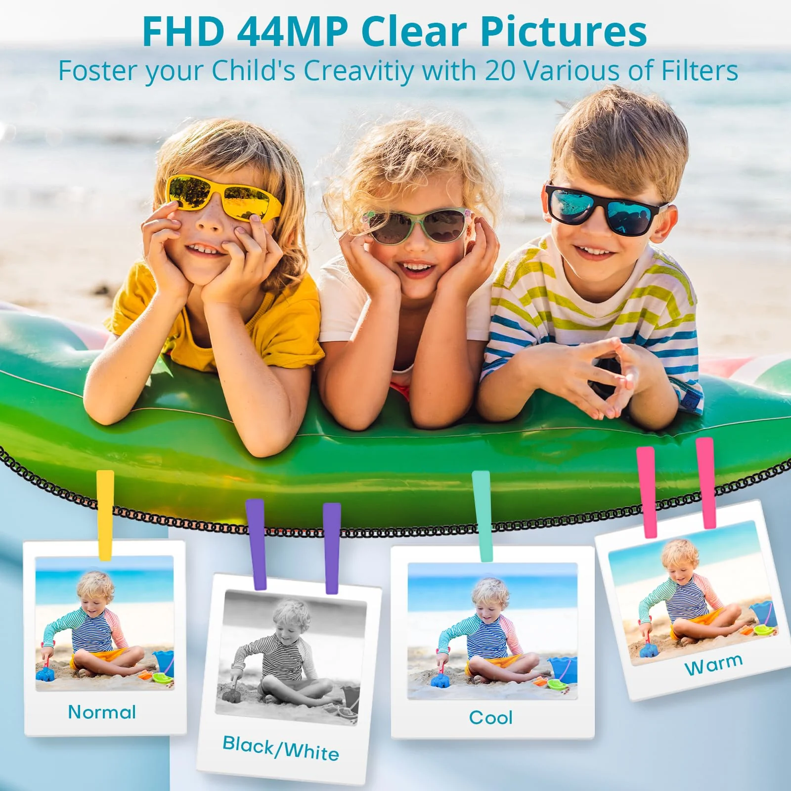 Digital Camera Newest 1080P 44MP Digital Cameras, Digital Point and Shoot Camera for Kids with 16X Zoom, Anti-Shake, Compact Small Travel Camera for Beginner Children Boys Girls Teens Gift Black - Image 2