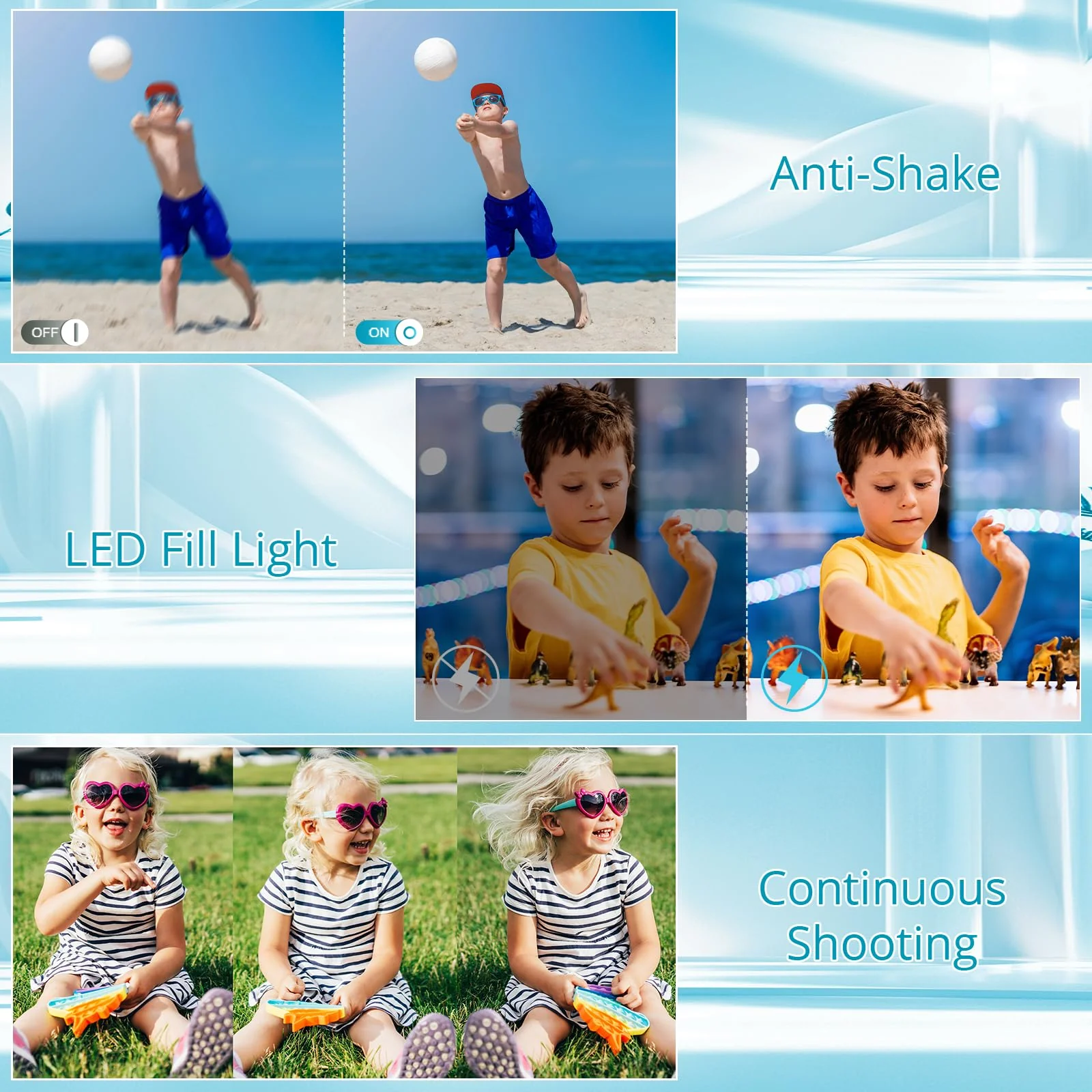Digital Camera Newest 1080P 44MP Digital Cameras, Digital Point and Shoot Camera for Kids with 16X Zoom, Anti-Shake, Compact Small Travel Camera for Beginner Children Boys Girls Teens Gift Black - Image 5