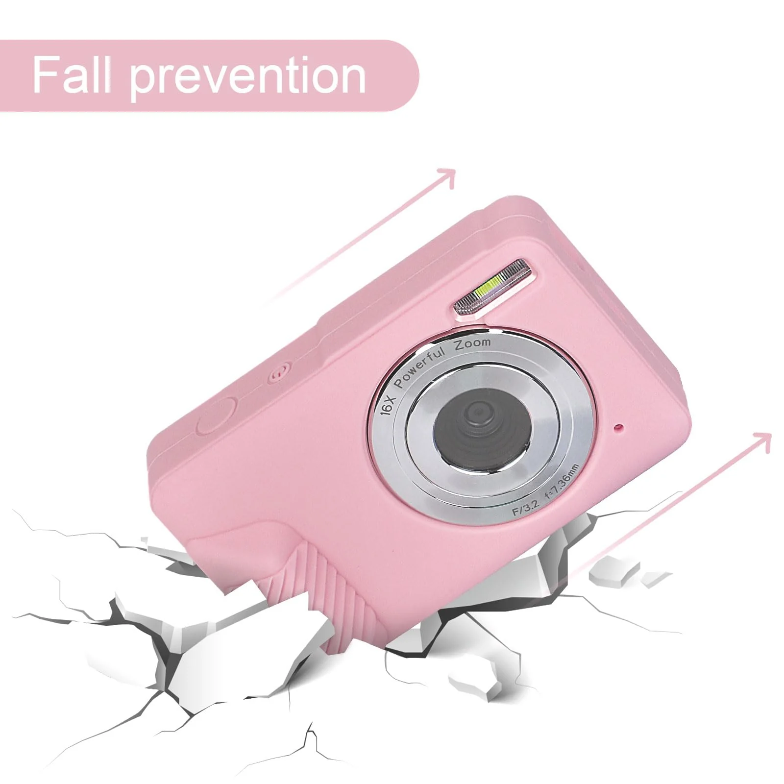 Digital Camera Silicone Case Compatible with CAMKORY/for Lecran/for VAHOIALD/for AiTechny FHD 1080P Kids Camera, Soft Lightweight Protective Sleeve Cover for Point and Shoot Cameras - Pink - Image 6