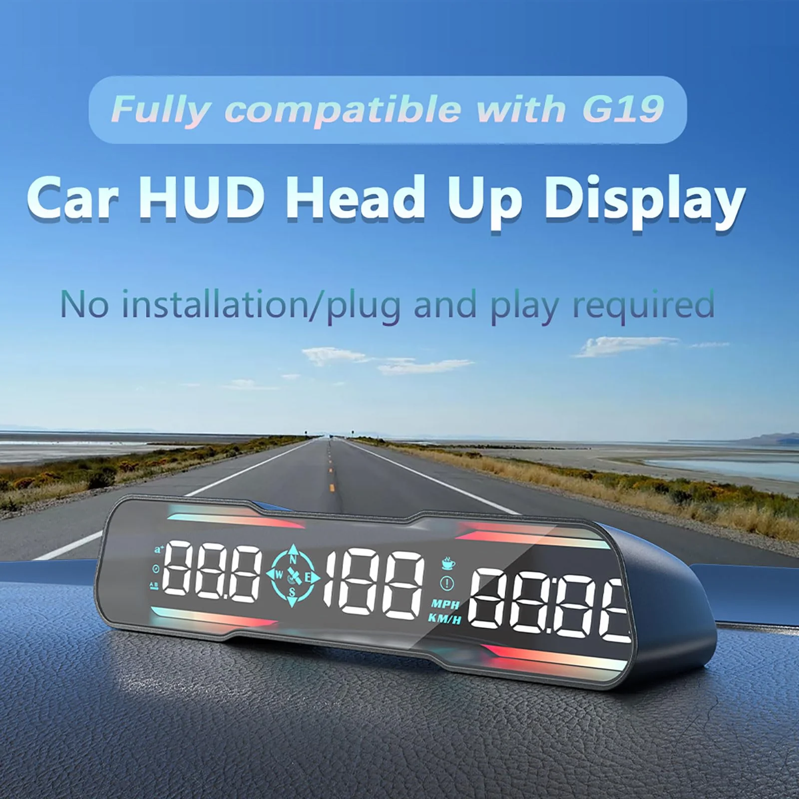Digital GPS Speedometer,heads up display for cars,HD diapaly with MPH SpeedFatigued Driving Alert Overspeed Alarm, USB Cable Plug & Play for All Vehicle - Image 2