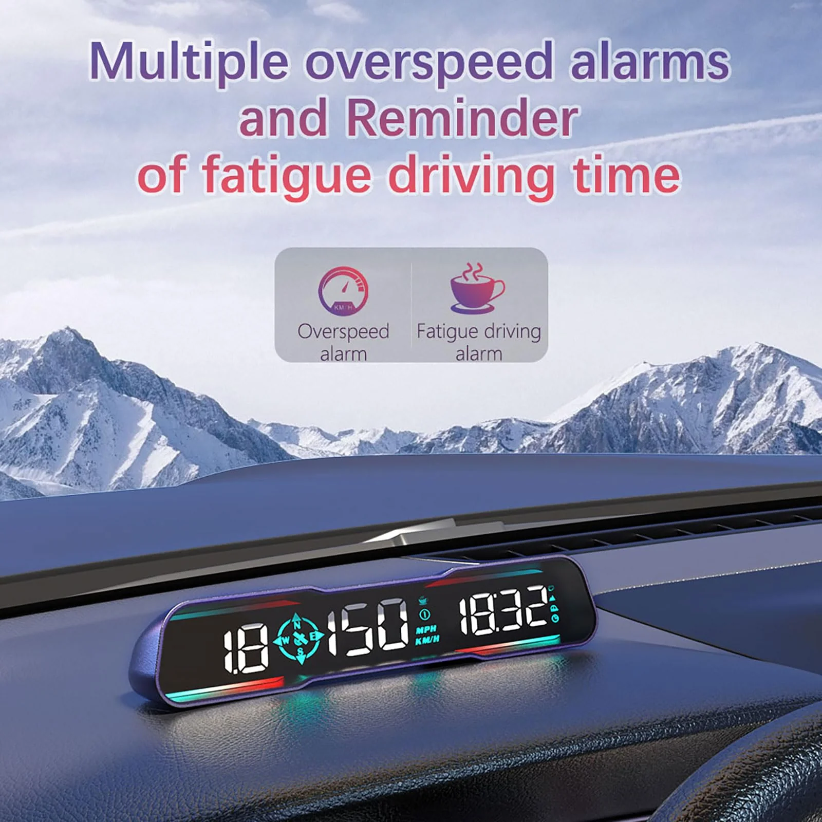 Digital GPS Speedometer,heads up display for cars,HD diapaly with MPH SpeedFatigued Driving Alert Overspeed Alarm, USB Cable Plug & Play for All Vehicle - Image 5