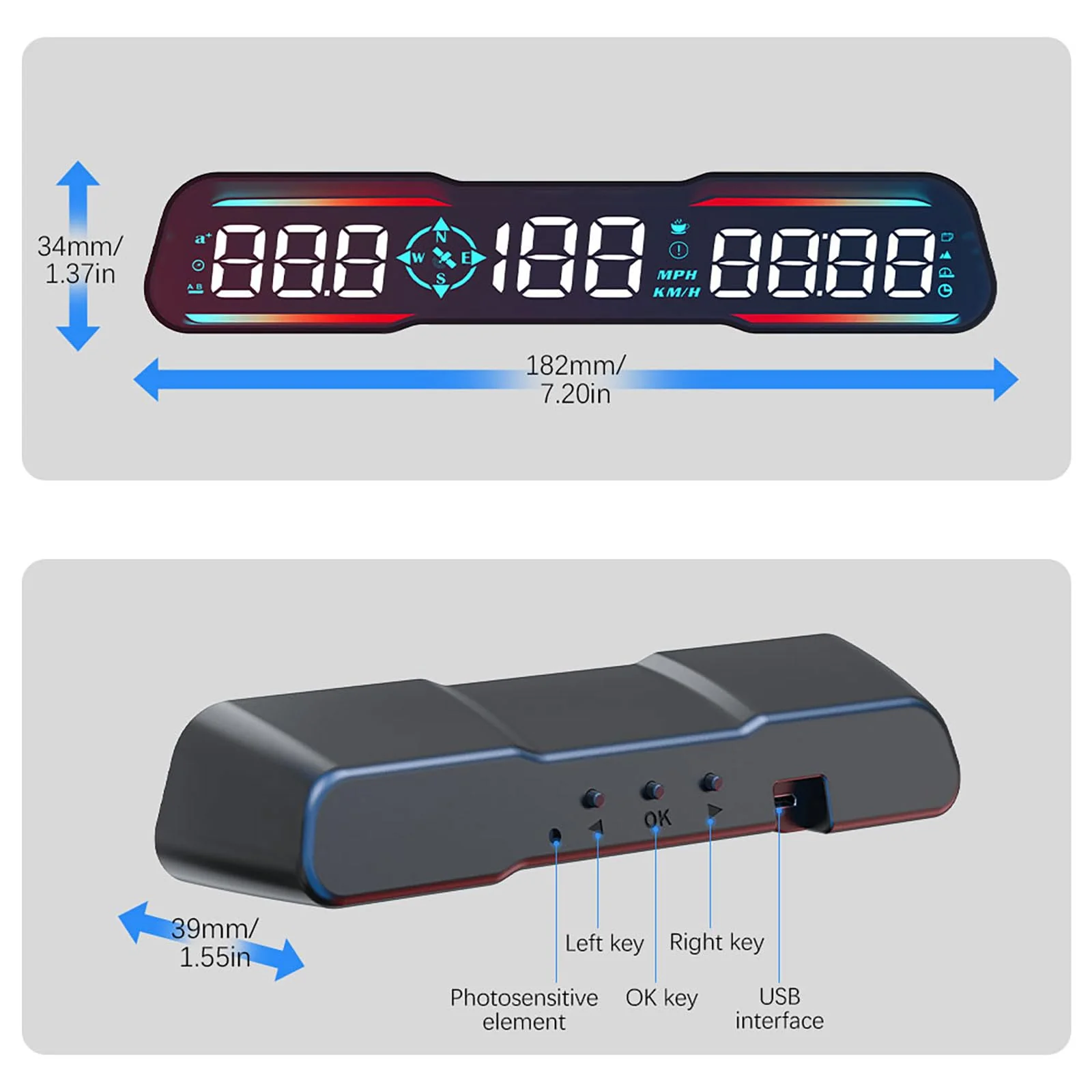 Digital GPS Speedometer Universal Head Up Display for Car Large LCD Display HUD Gauge with MPH Speed Fatigued Driving Alert Overspeed Alarm Trip Meter for All Vehicle (G19) G19 - Image 6