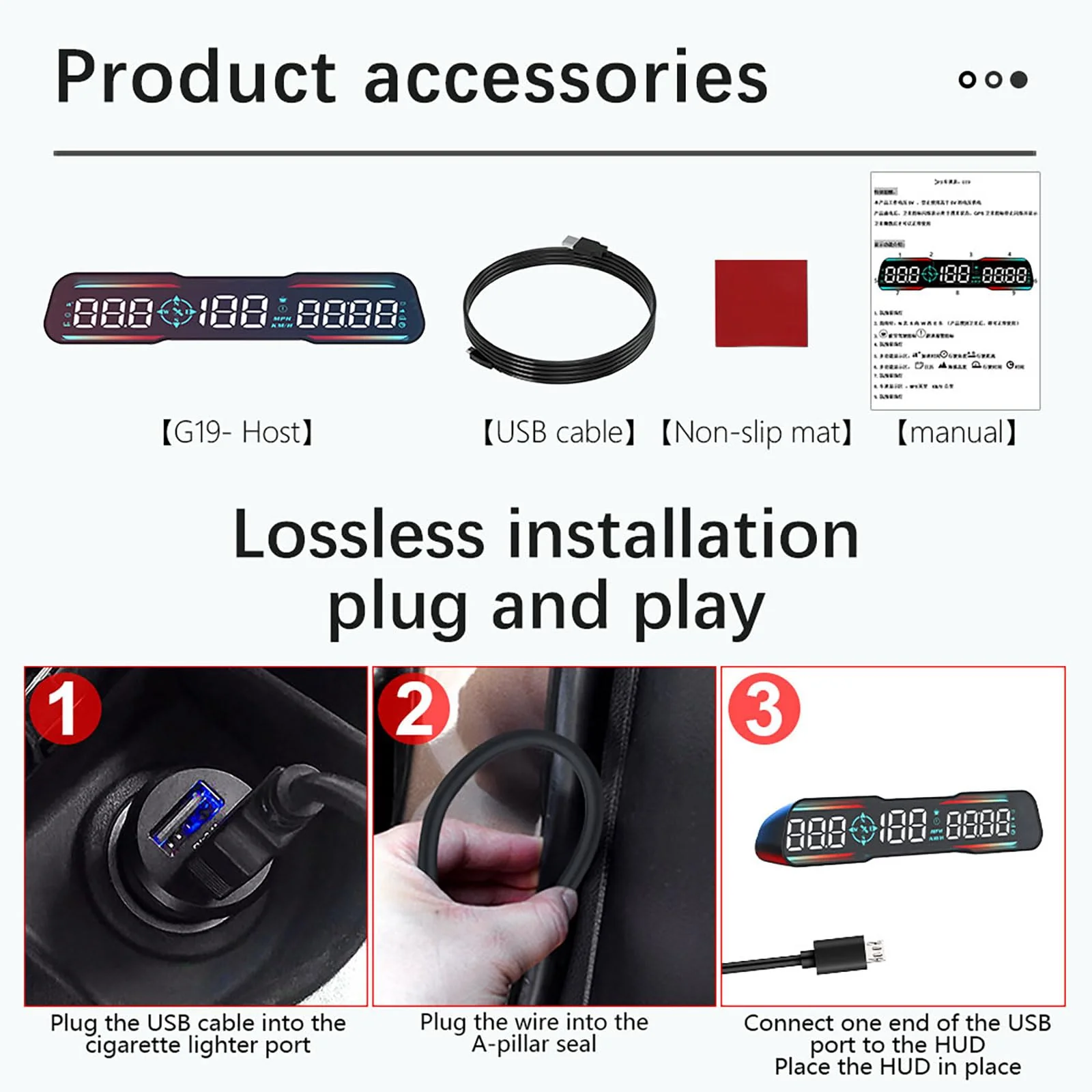 Digital GPS Speedometer Universal Head Up Display for Car Large LCD Display HUD Gauge with MPH Speed Fatigued Driving Alert Overspeed Alarm Trip Meter for All Vehicle (G19) G19 - Image 9