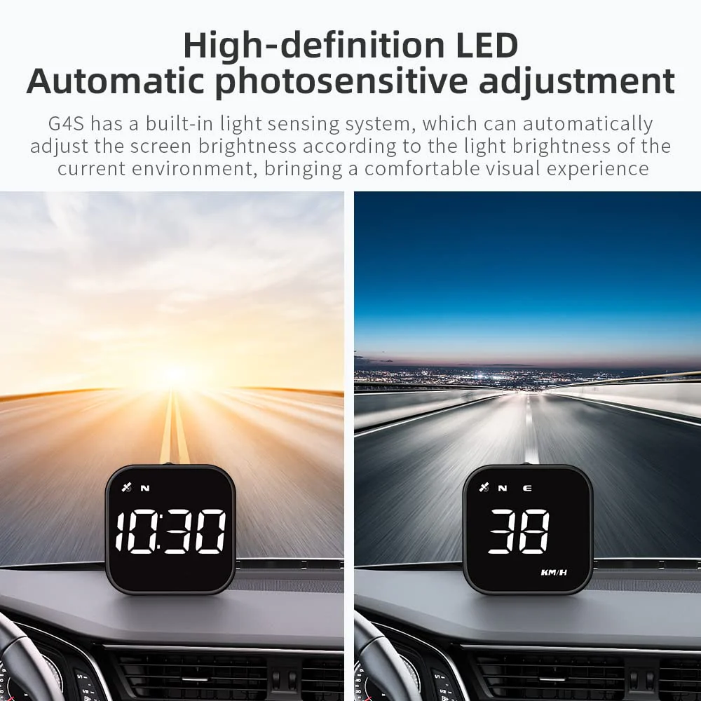 Digital GPS Speedometer, VEESA Car Universal HUD Head Up Display, GPS Smart Gauge Speedometer with Speed MPH Compass Fatigued Driving Alert Overspeed Alarm Trip Meter for All Vehicle (Black) G4S-White - Image 2