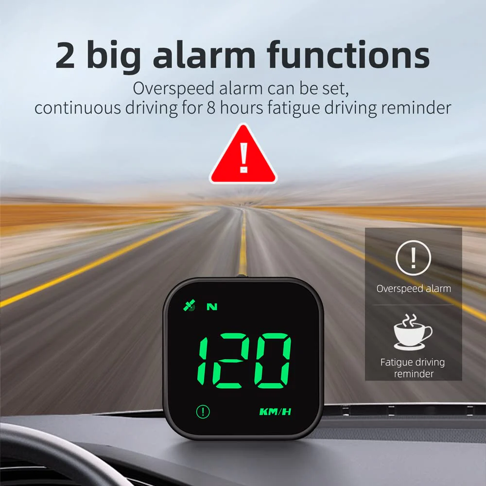 Digital GPS Speedometer, VEESA Car Universal HUD Head Up Display, GPS Smart Gauge Speedometer with Speed MPH Compass Fatigued Driving Alert Overspeed Alarm Trip Meter for All Vehicle (Green) G4SGreen - Image 3