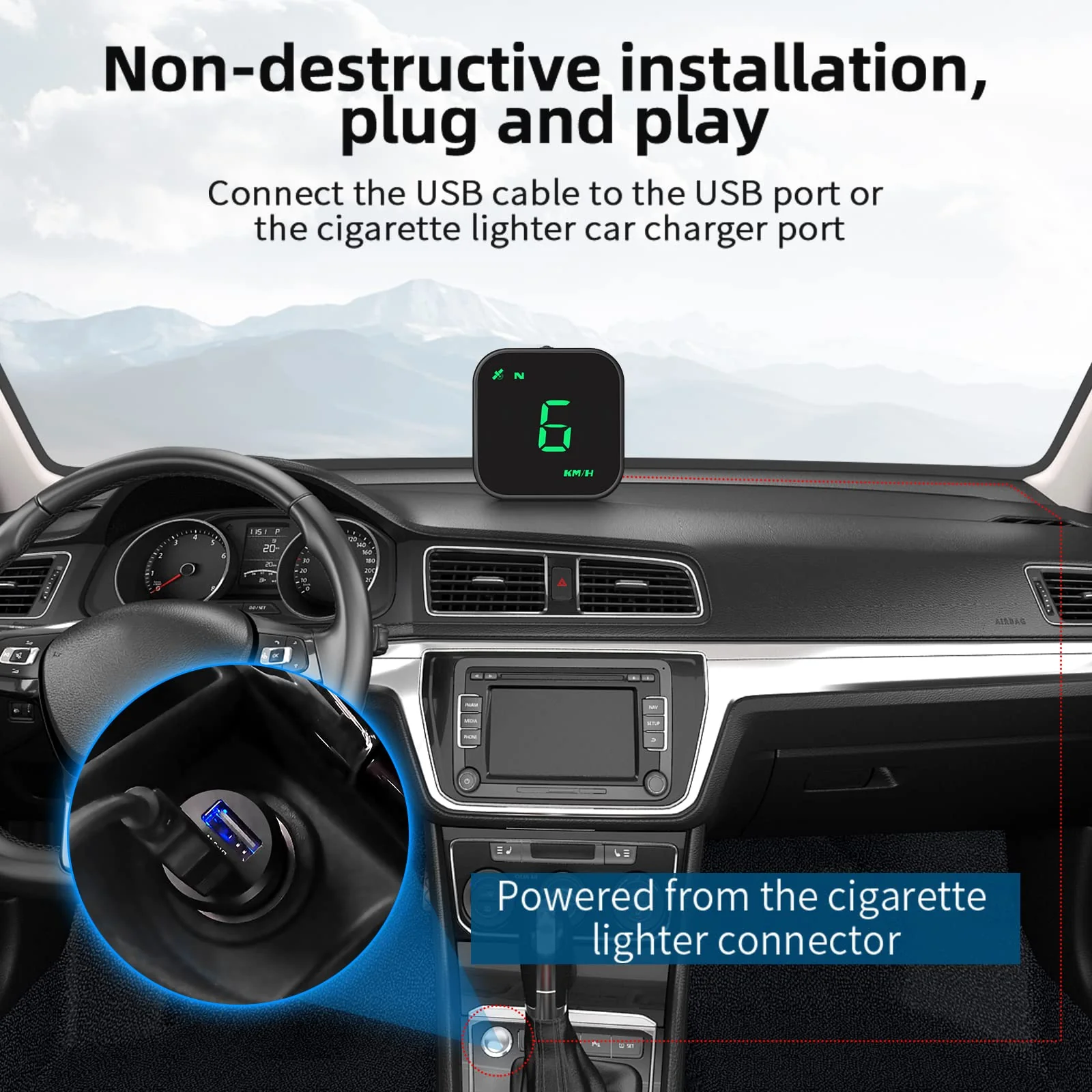 Digital GPS Speedometer, VEESA Car Universal HUD Head Up Display, GPS Smart Gauge Speedometer with Speed MPH Compass Fatigued Driving Alert Overspeed Alarm Trip Meter for All Vehicle (Green) G4SGreen - Image 8