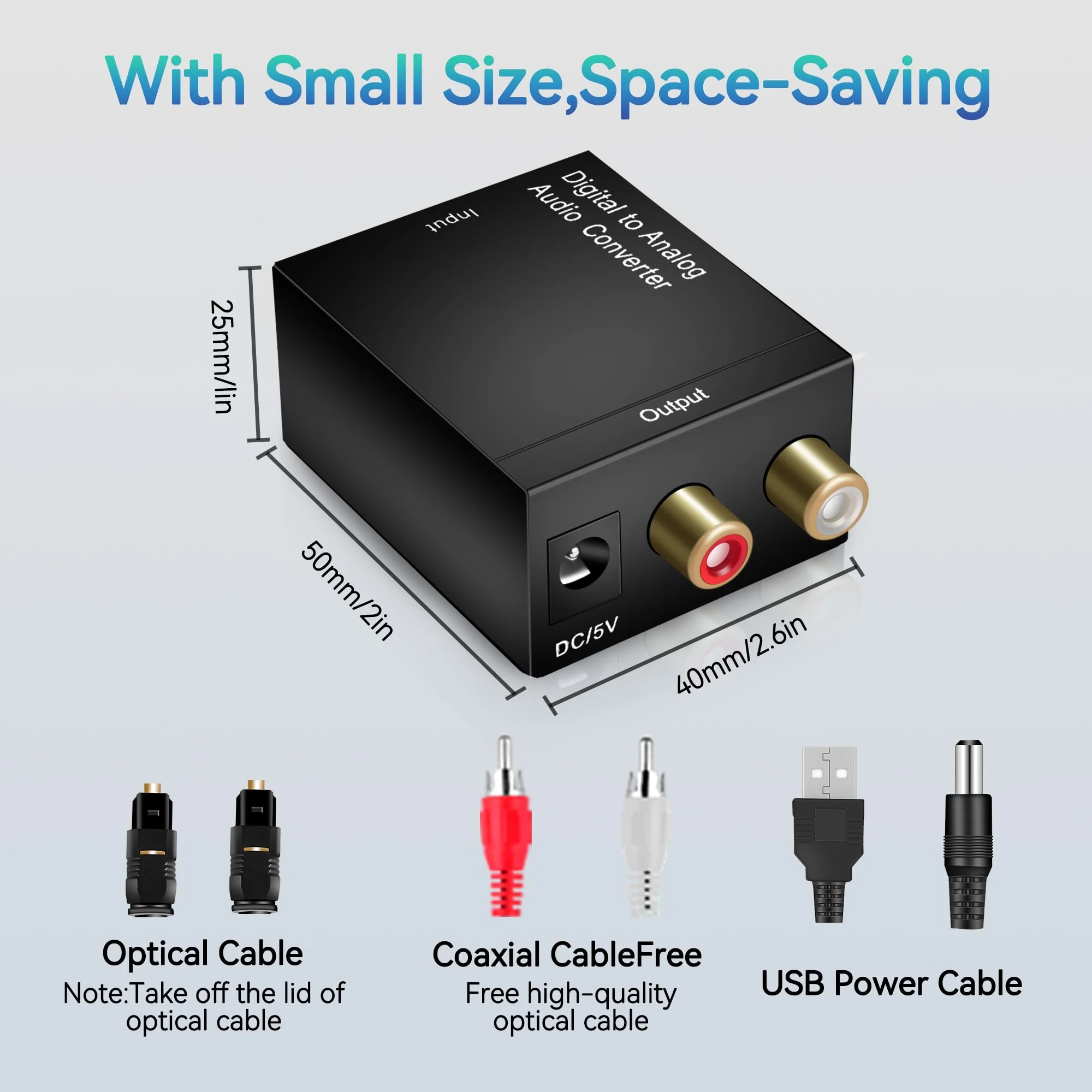 Digital Optical Coax to Analog Stereo Audio L/R Converter Adapter with Optical Cable RCA Cable - Image 4