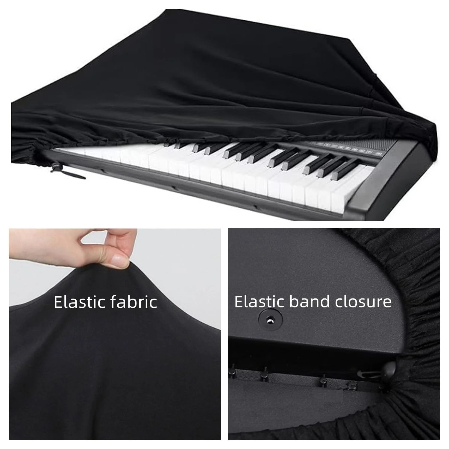 Digital Piano Keyboard and Portable Arranger Keyboards Dust Cover,Elastic Fabric,Water-Resistant,Digital Piano Keyboards Cover for Most Brand Digital Piano Keyboard (76 Keys Cover) 76-Keys Cover - Image 3
